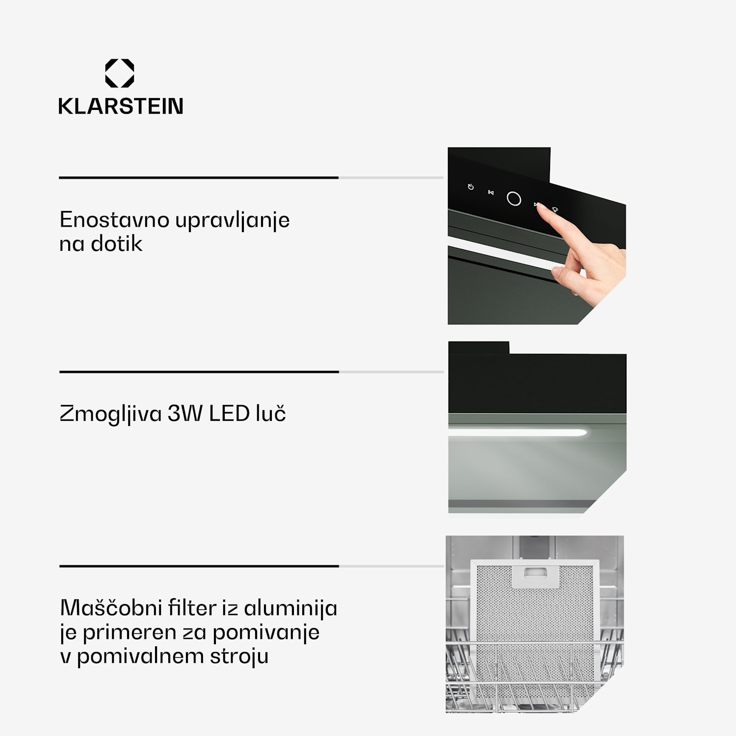 SmartEdge kuhinjska napa, WiFi, Tiha, Zmogljiva, LED, 550 m³/h, EEK A+ 