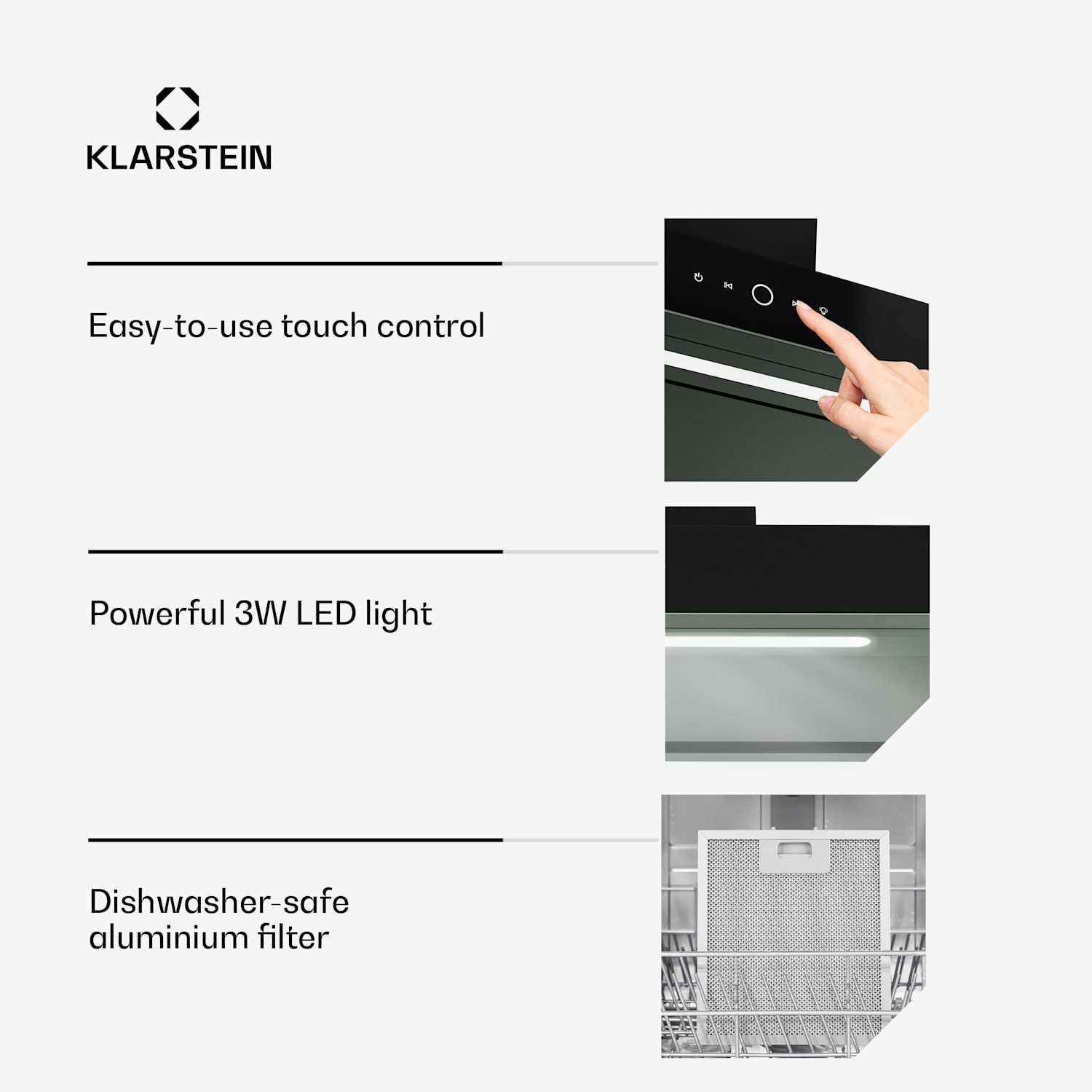 SmartEdge-liesituuletin | WiFi | hiljainen | tehokas | LED | 550 m³/h | energialuokka A+ 90 cm | Musta