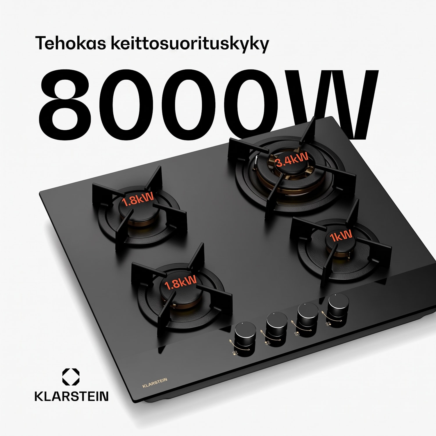 Goldflame Nano -kaasuliesitaso | 4 messinkipoltinta | 8 kW | nanopinnoite | nestekaasu/maakaasu 60 cm | Lasi | Musta