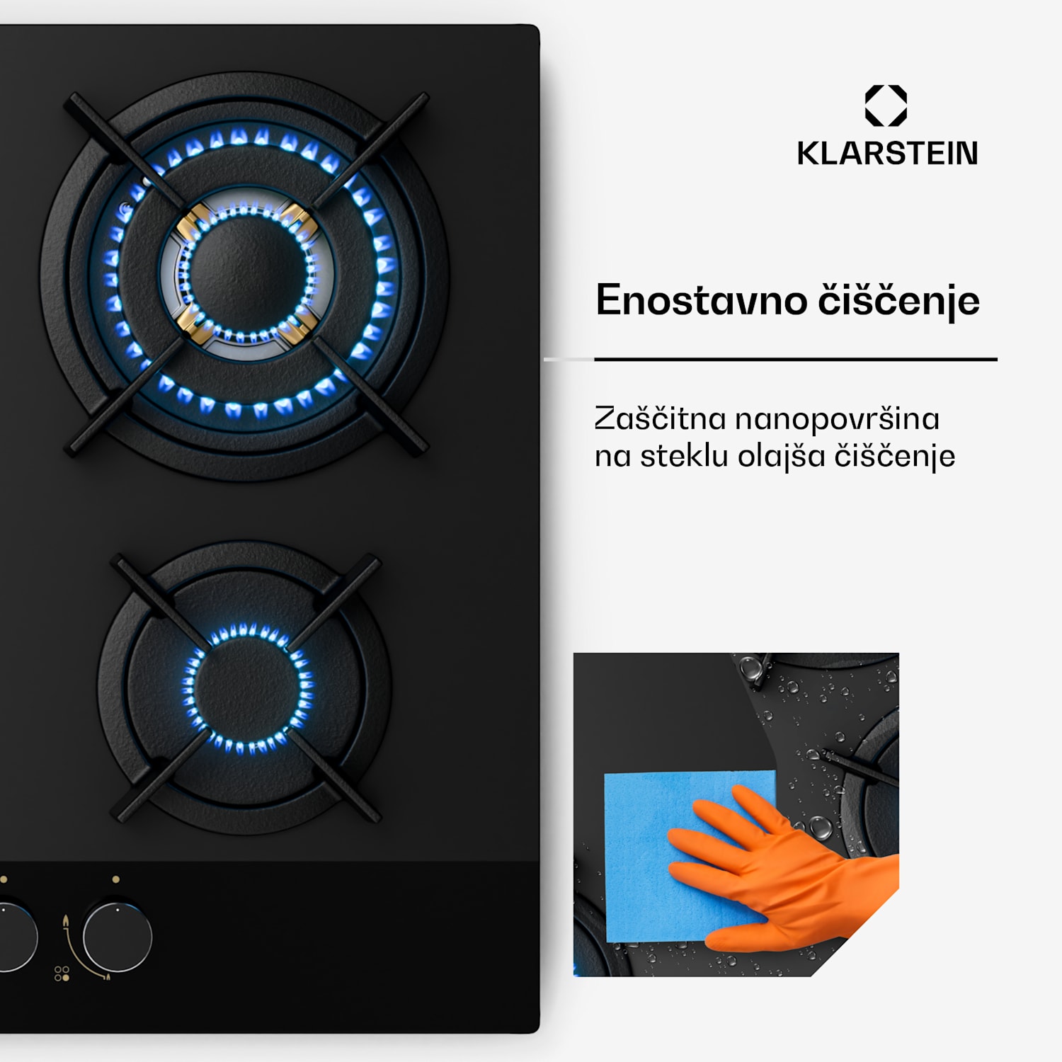 Goldflame Nano plinska kuhalna plošča, 4 medeninasti gorilniki, Nano premaz, LPG/zemeljski plin 60 cm | Steklo | Črna