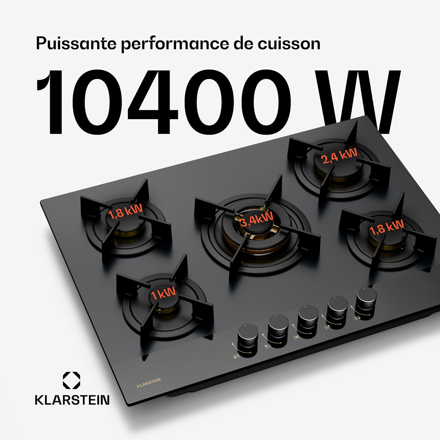 Goldflame Nano-gaskookplaat | 5 messingbranders | 8 kW | nanocoating | LPG/aardgas 