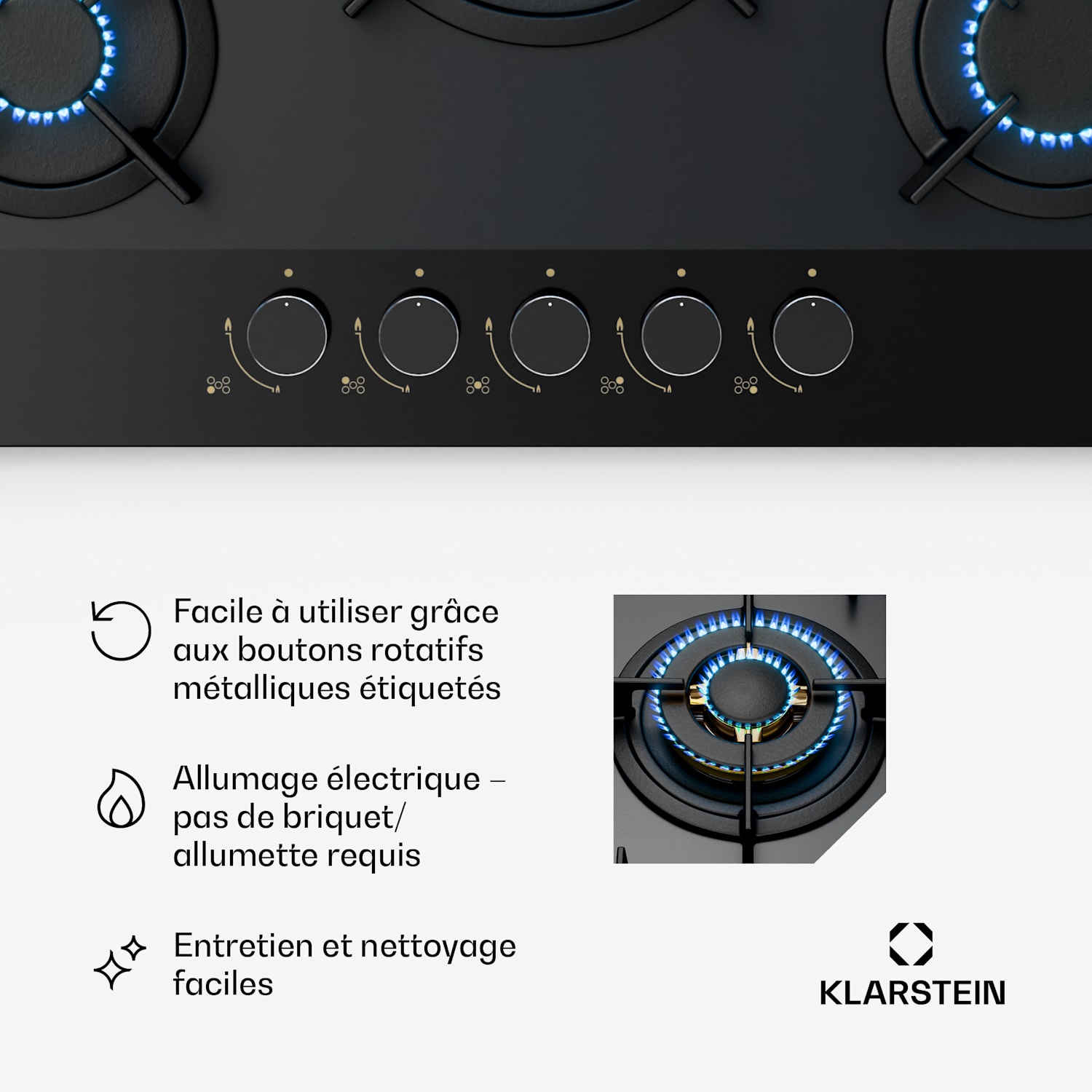 Goldflame Nano-gaskookplaat | 5 messingbranders | 8 kW | nanocoating | LPG/aardgas 