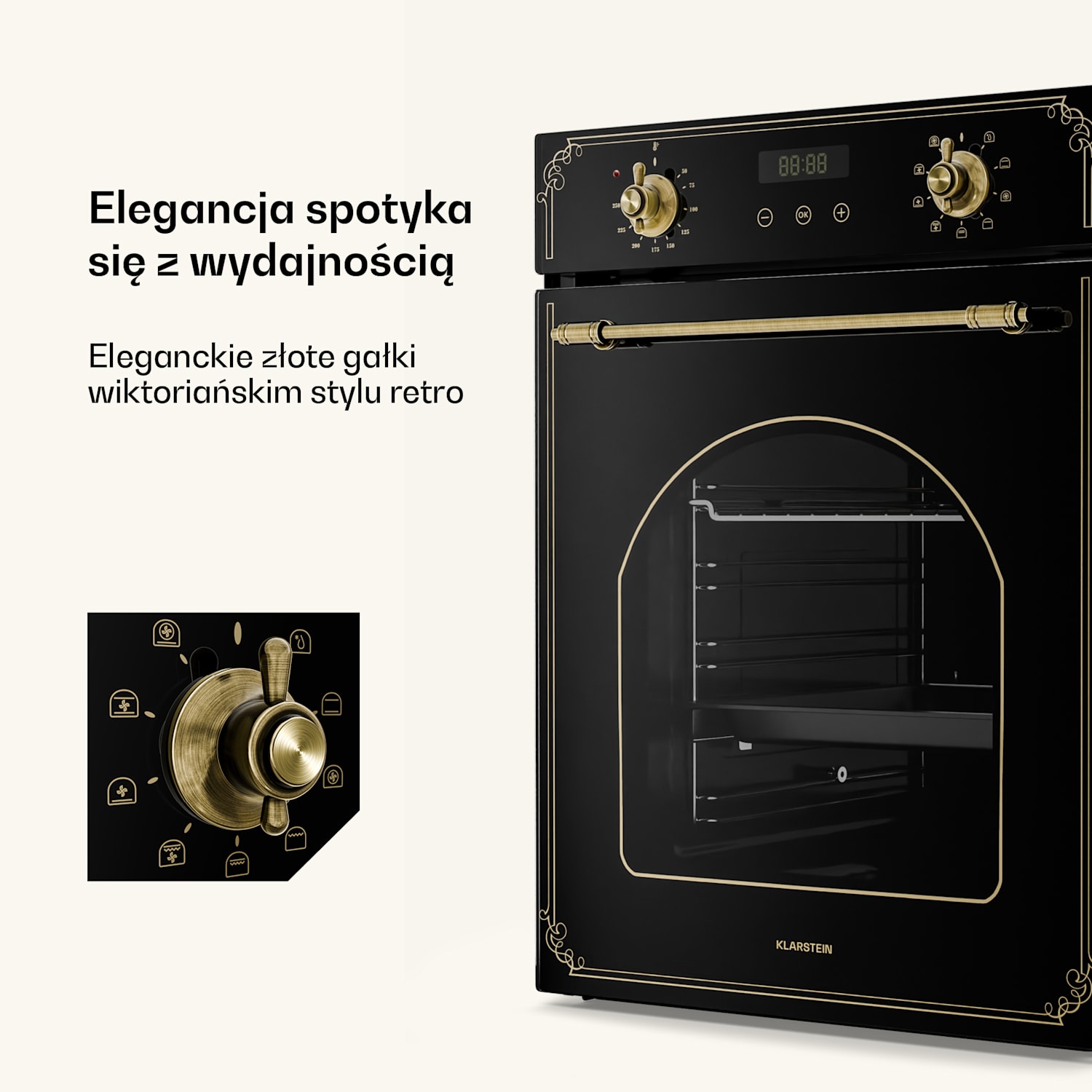 Victoria piekarnik do zabudowy 45 cm 49 l czarna 