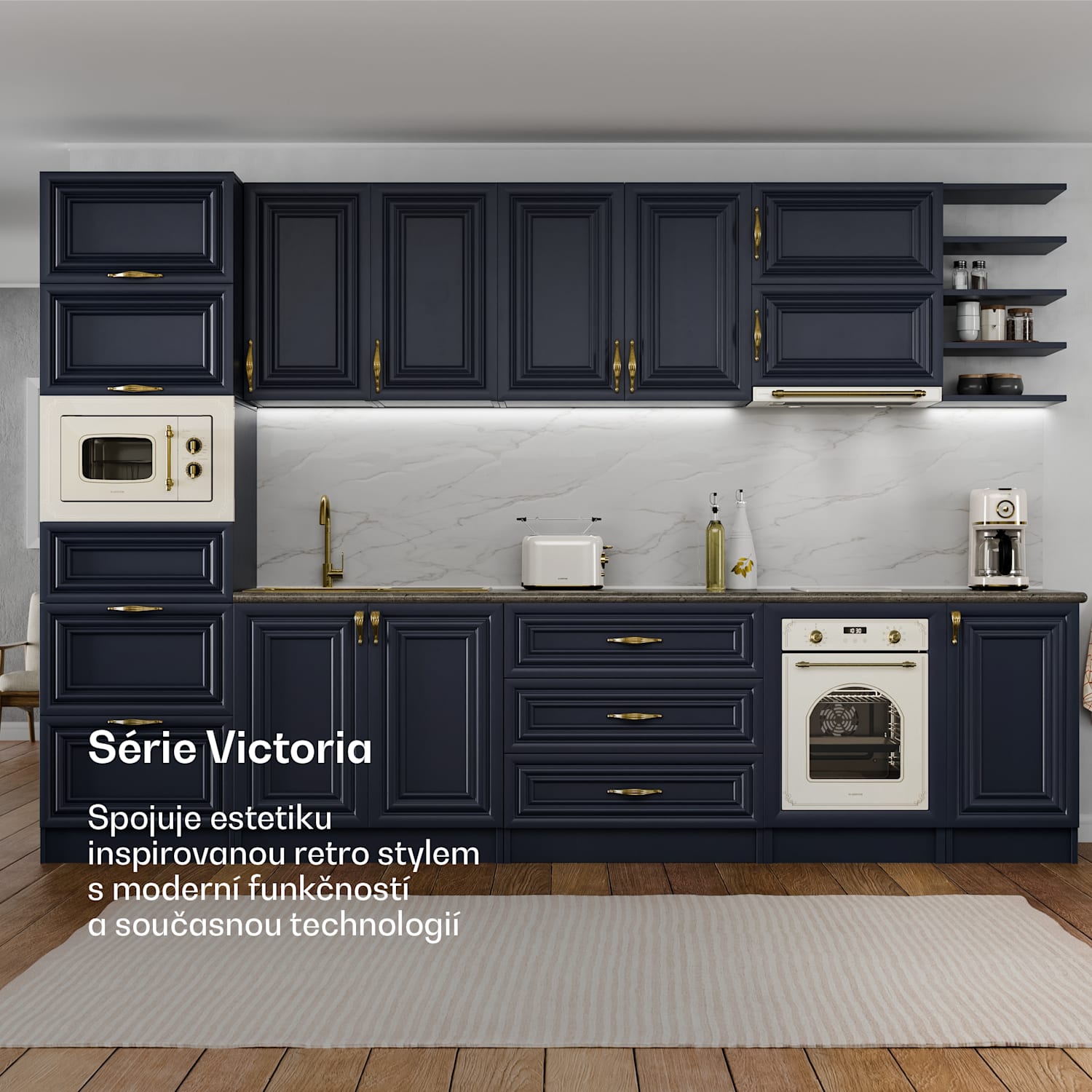 Victoria vestavná trouba 45 cm 49 l krémová 