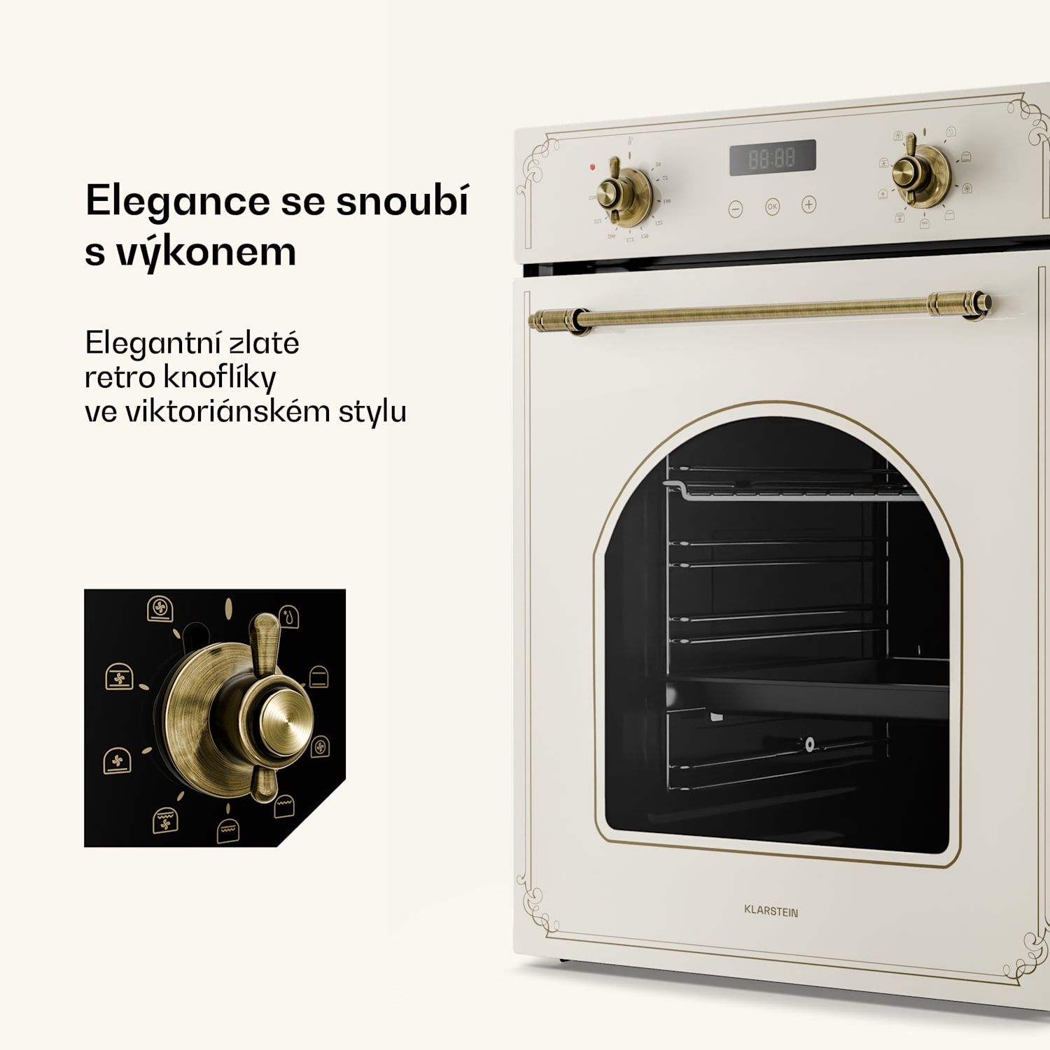 Victoria vestavná trouba 45 cm 49 l krémová 