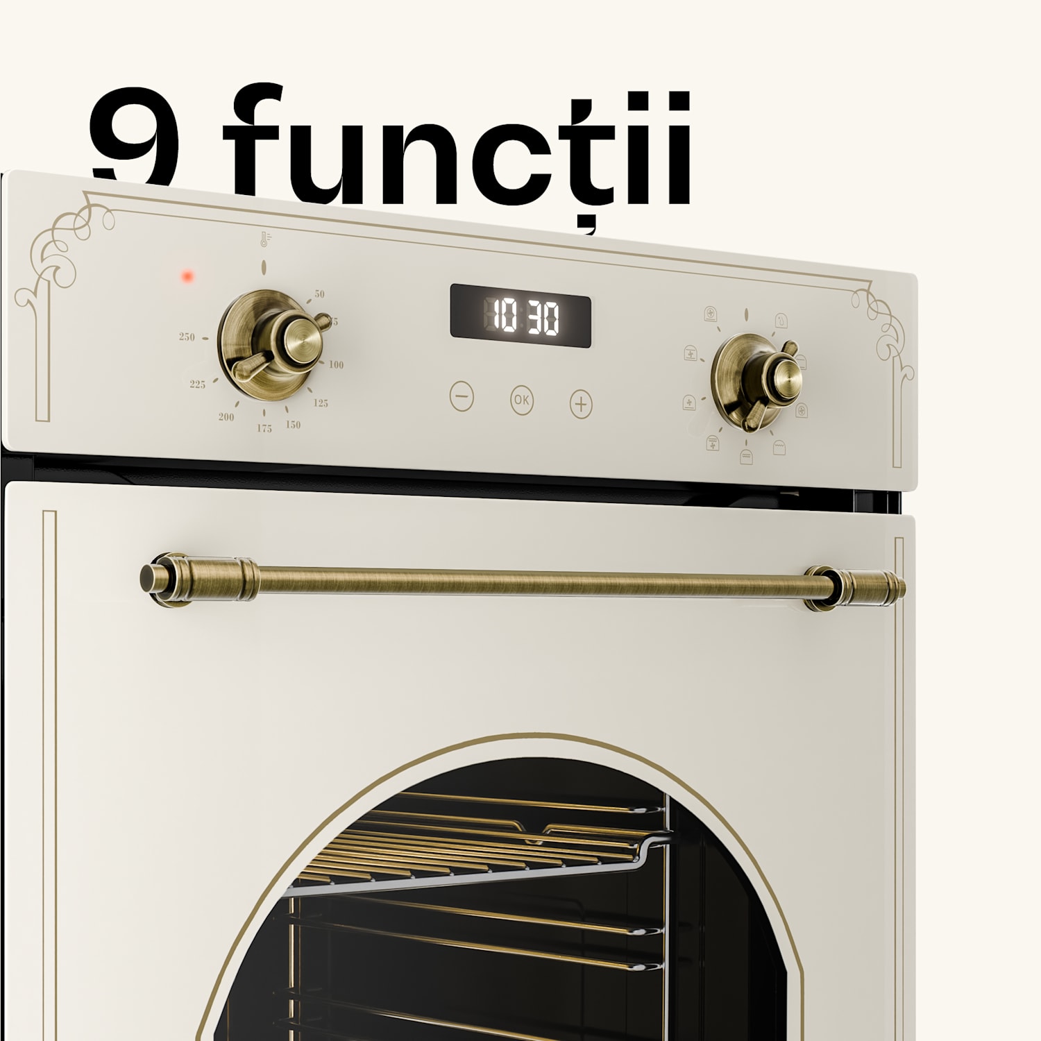 Victoria cuptor încorporabil 45 cm 49 l crem 