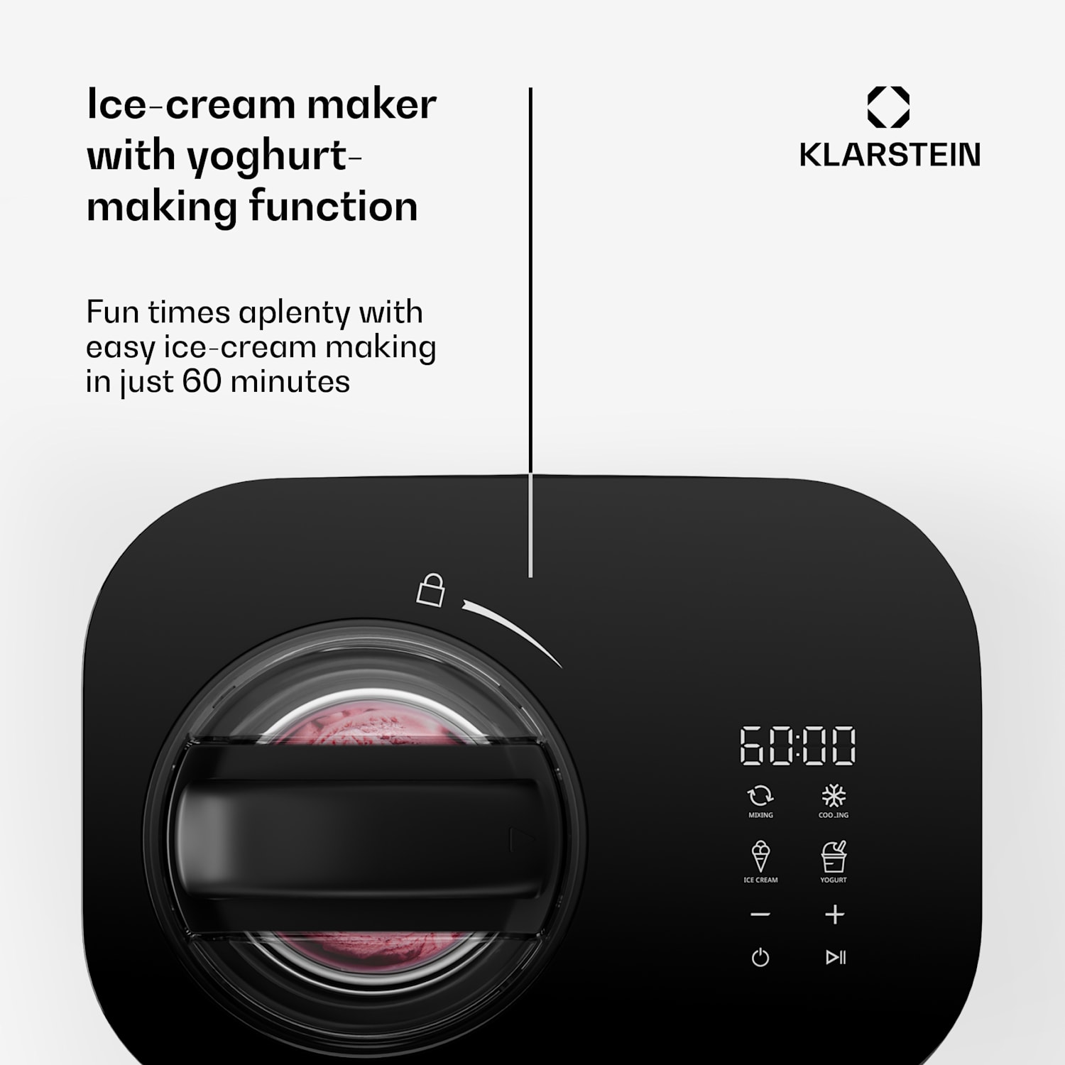 FrostFusion Ice Cream Maker – 2-in-1 ice cream and yoghurt maker with keep cool function 