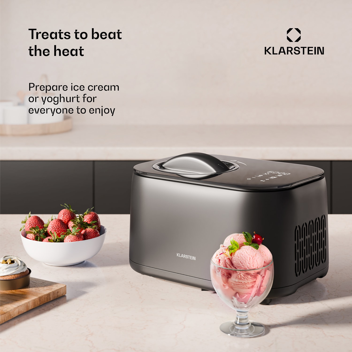 FrostFusion Ice Cream Maker – 2-in-1 ice cream and yoghurt maker with keep cool function 