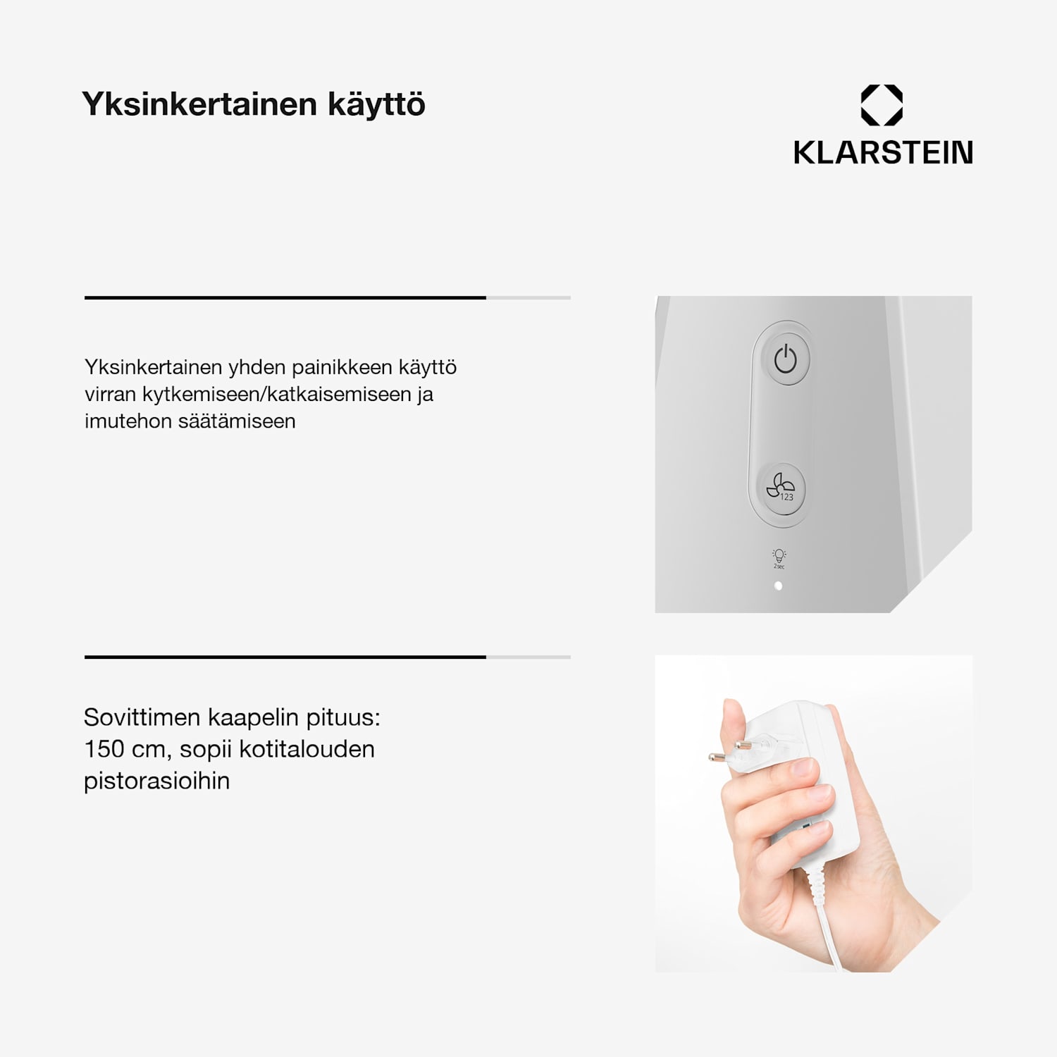 WanderVent | miniliesituuletin | 200 m³/h | kompakti rakenne virtajohdon kanssa | Valkoinen