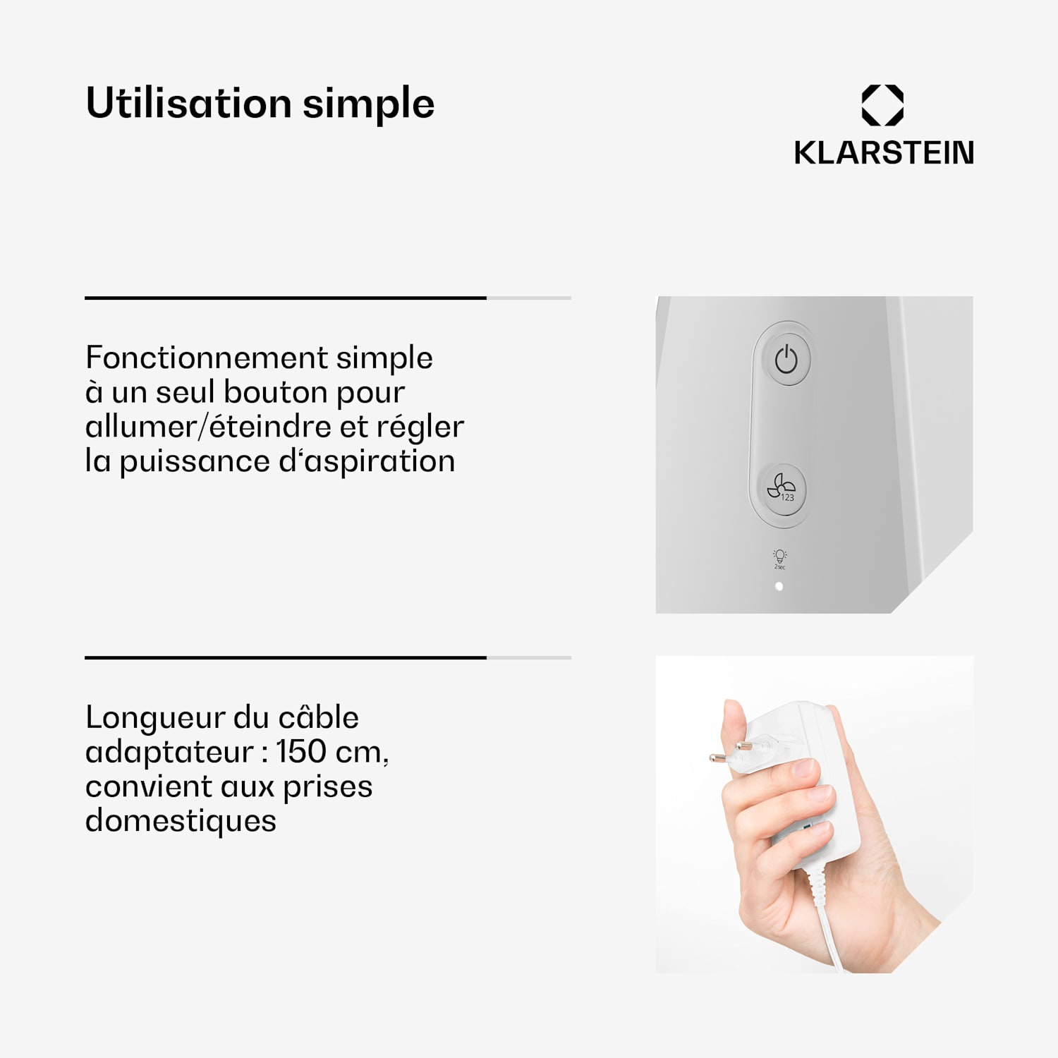 WanderVent | mini-afzuigkap | 200 m³/h | compacte constructiewijze met voedingskabel | Wit