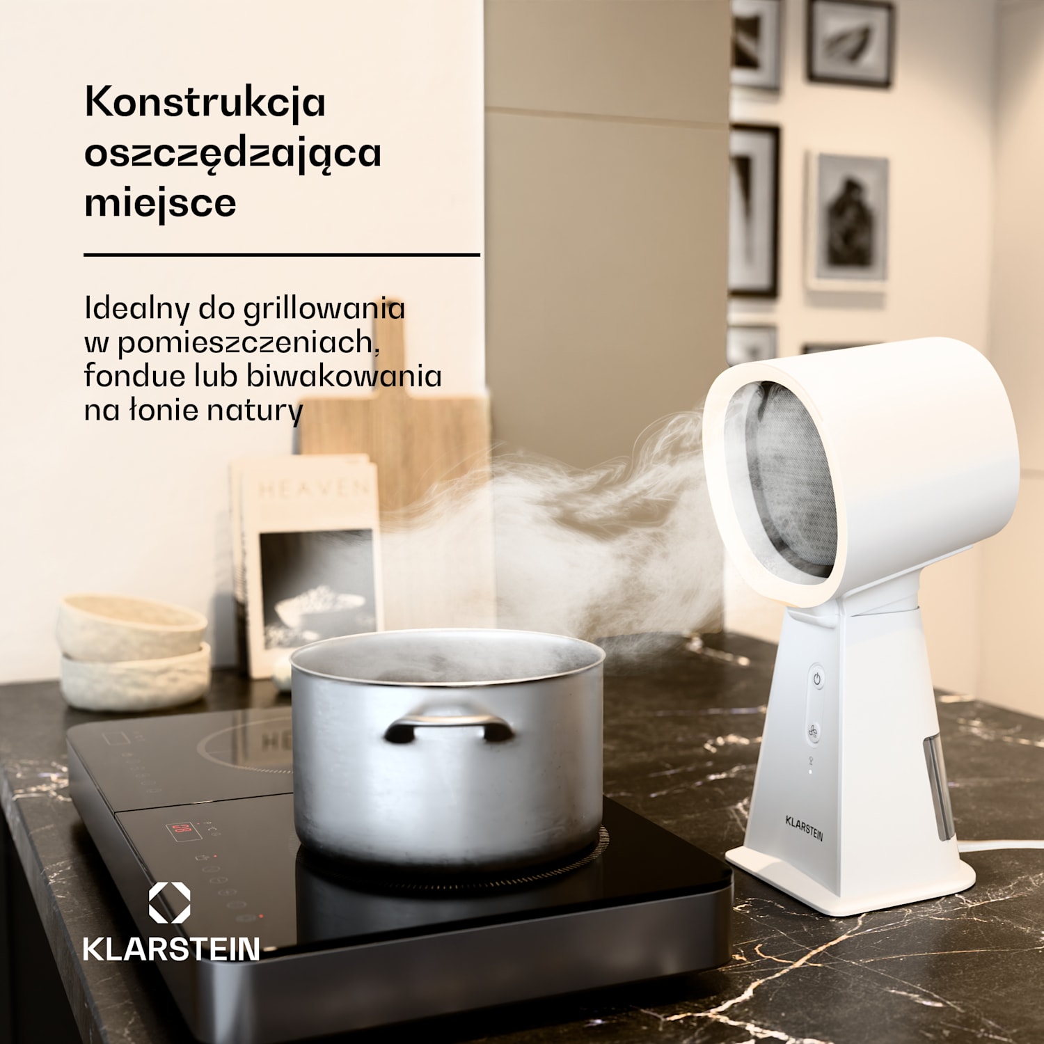 WanderVent, okap kuchenny, 200 m³/h, kompaktowy design z kablem zasilającym | Biały