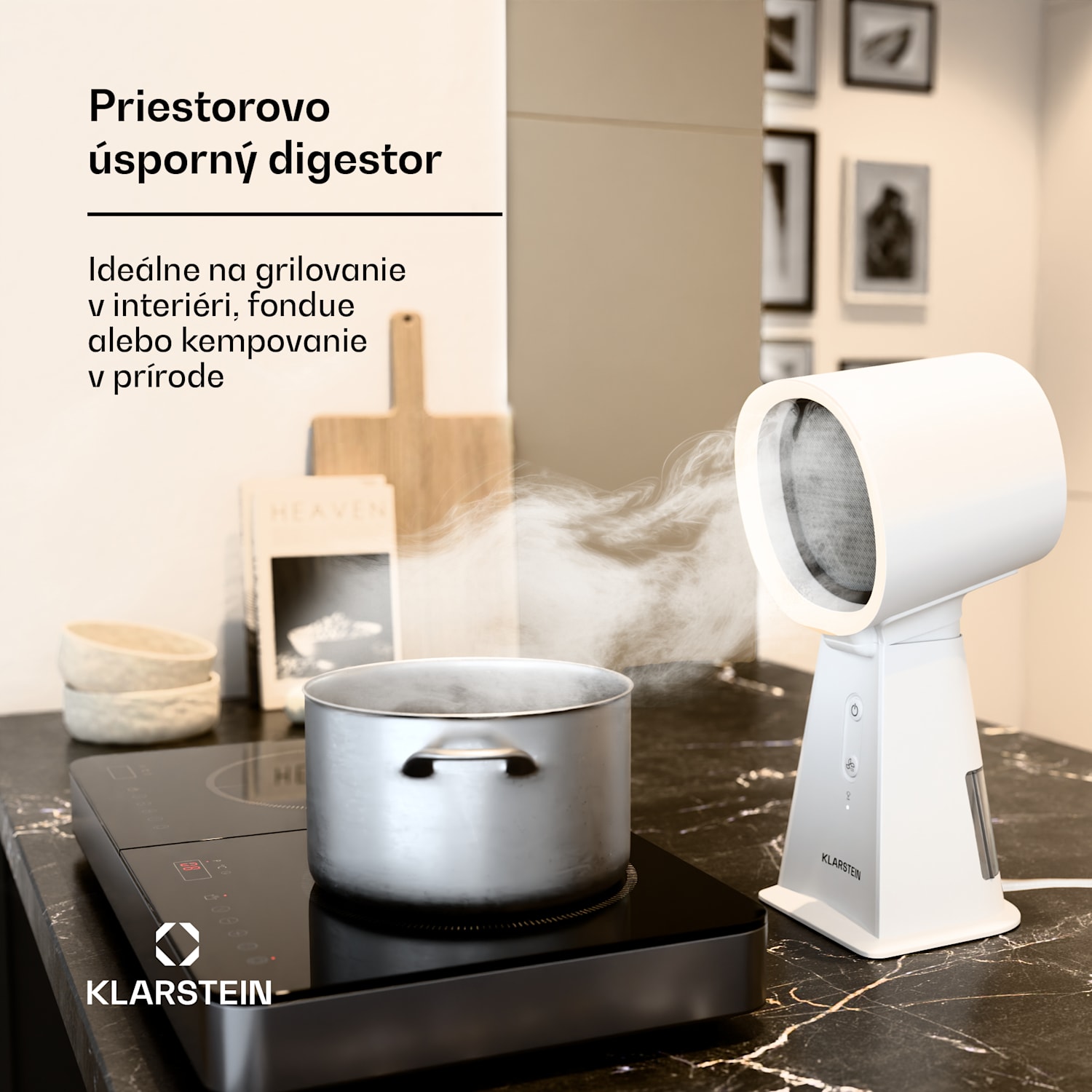 WanderVent, Digestor 200 m³/h, Kompaktný dizajn s napájacím káblom | Biela