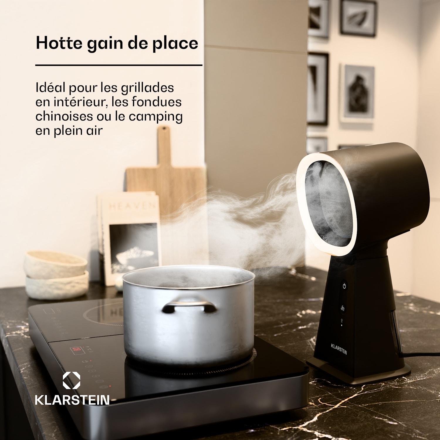 WanderVent | mini-afzuigkap | 200 m³/h | compacte constructiewijze met voedingskabel | Zwart