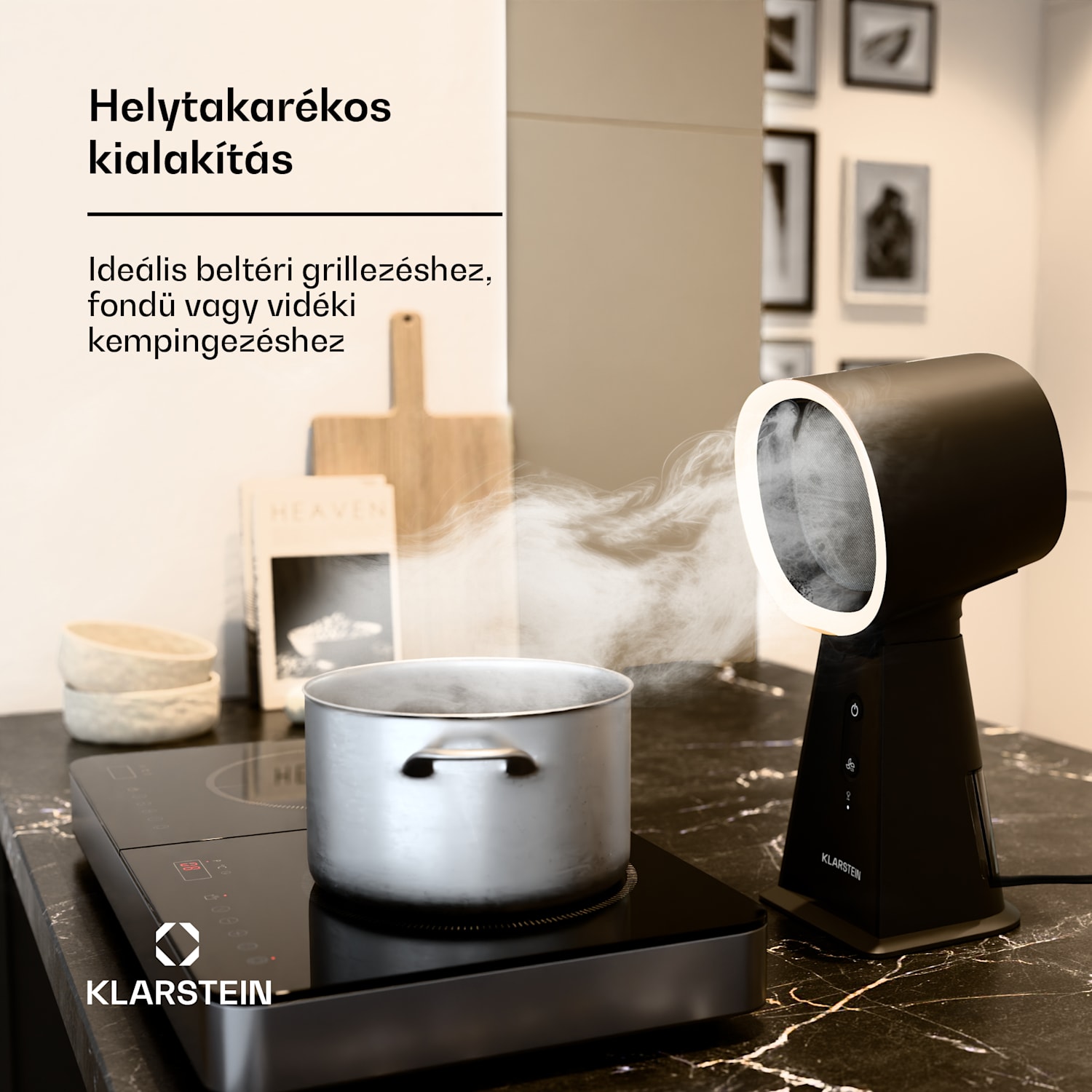 WanderVent páraelszívó, 200 m³/h, Kompakt kialakítás tápkábellel | Fekete