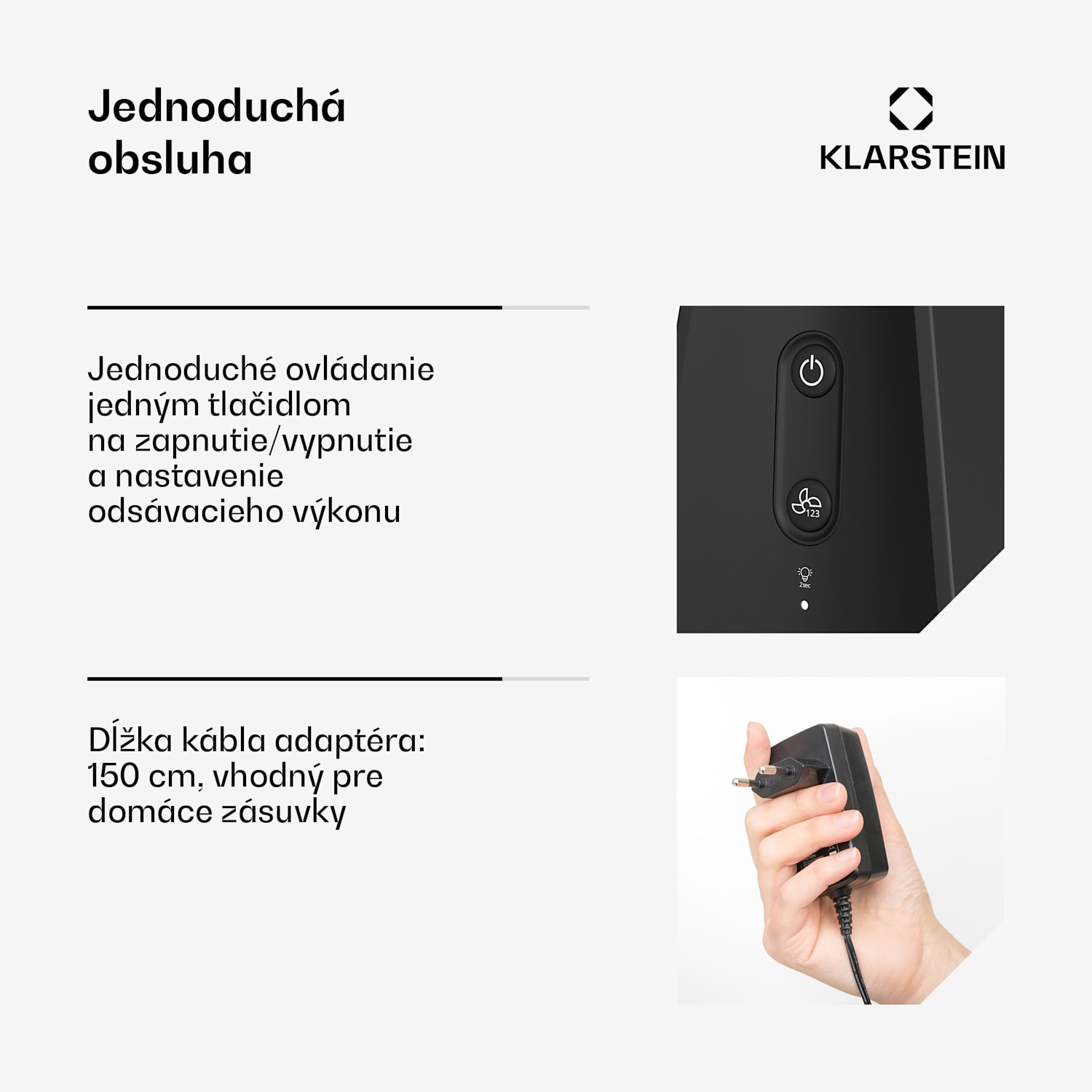 WanderVent digestor, 200 m³/h, Kompaktný dizajn s napájacím káblom | Čierna