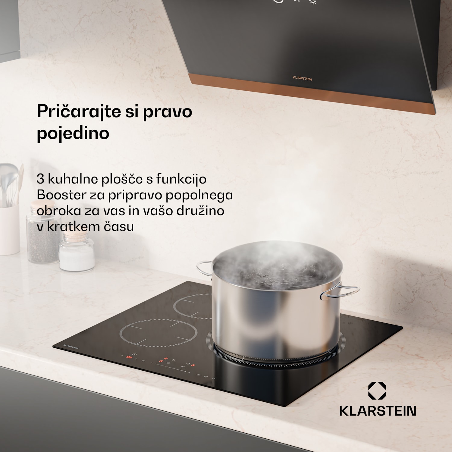 Delicatessa Paella indukcijska kuhalna plošča, cona Paella, Power Boost, upravljanje z drsnikom 