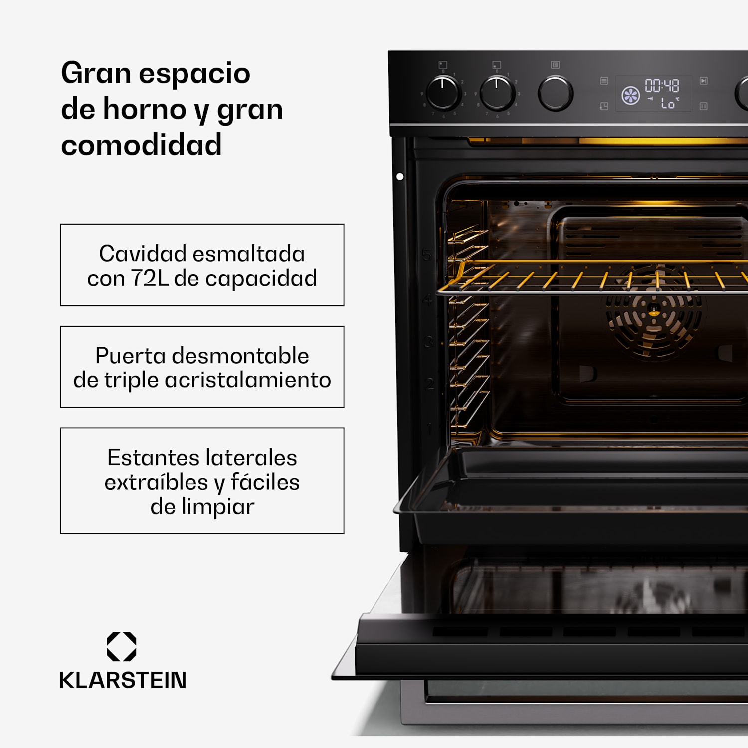 ControlSync horno & placa de inducción conjunto | 9 funciones | 4 zonas de cocción | 72 L de volumen 
