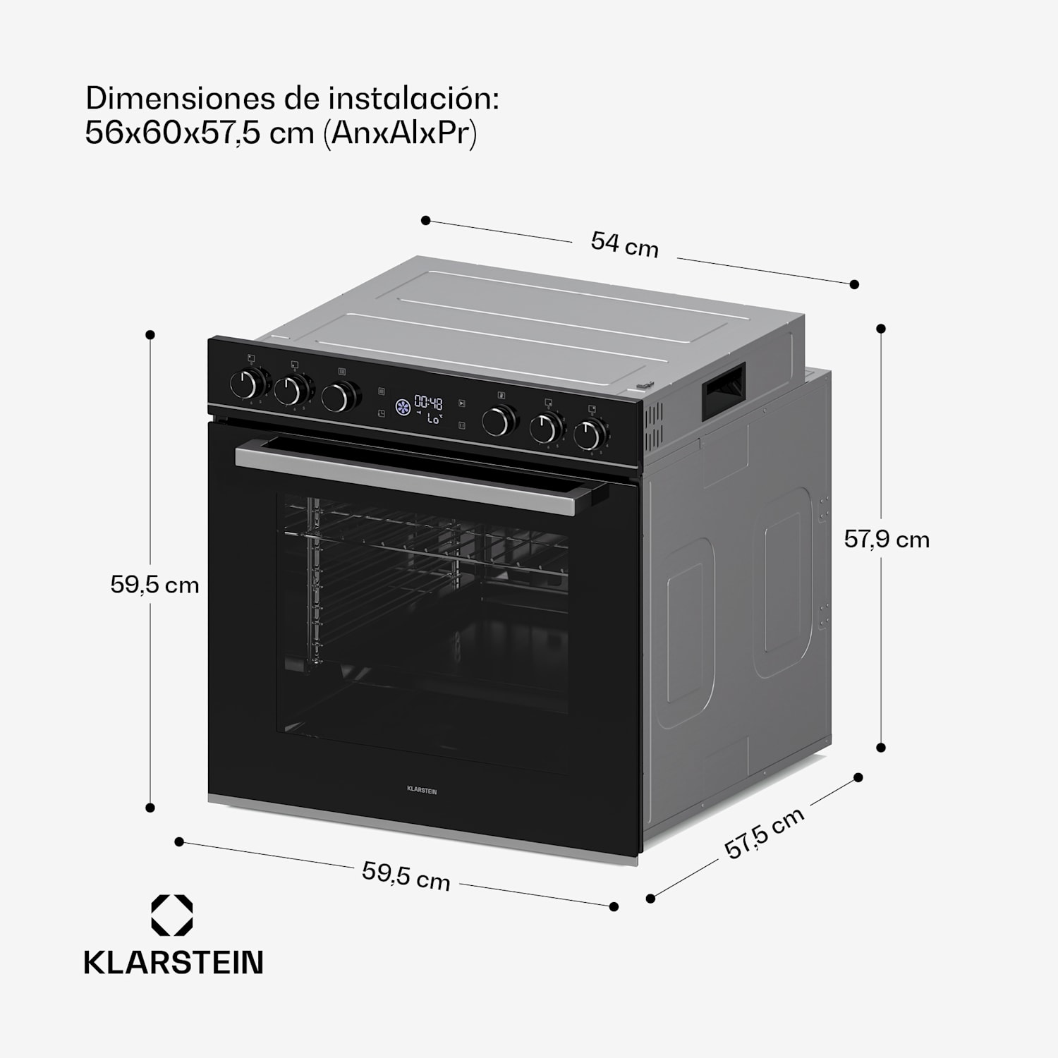 ControlSync horno & placa de inducción conjunto | 9 funciones | 4 zonas de cocción | 72 L de volumen 