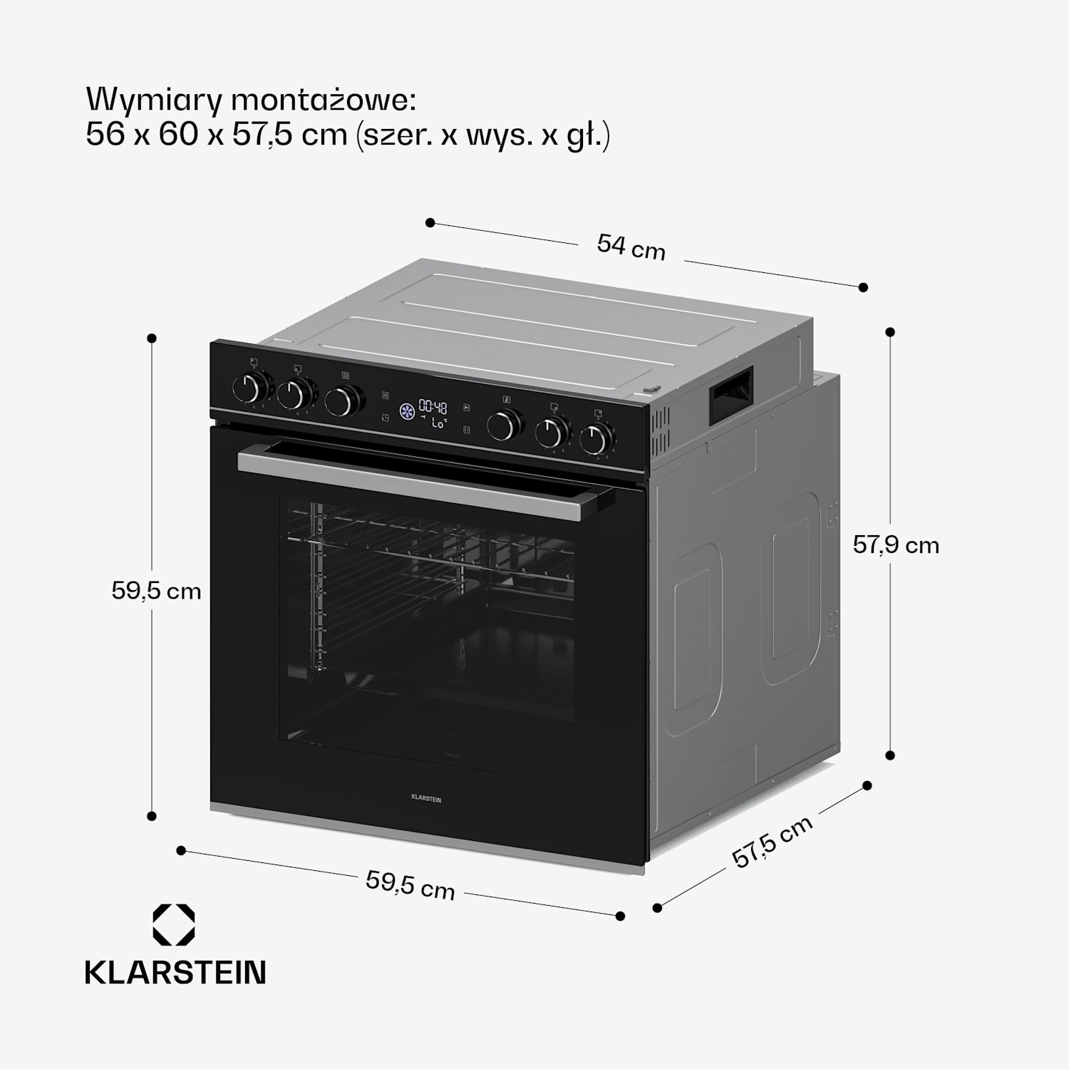 ControlSync zestaw piekarnika i płyty indukcyjnej, 9 programów, 4 pola grzewcze, pojemność 72 l 