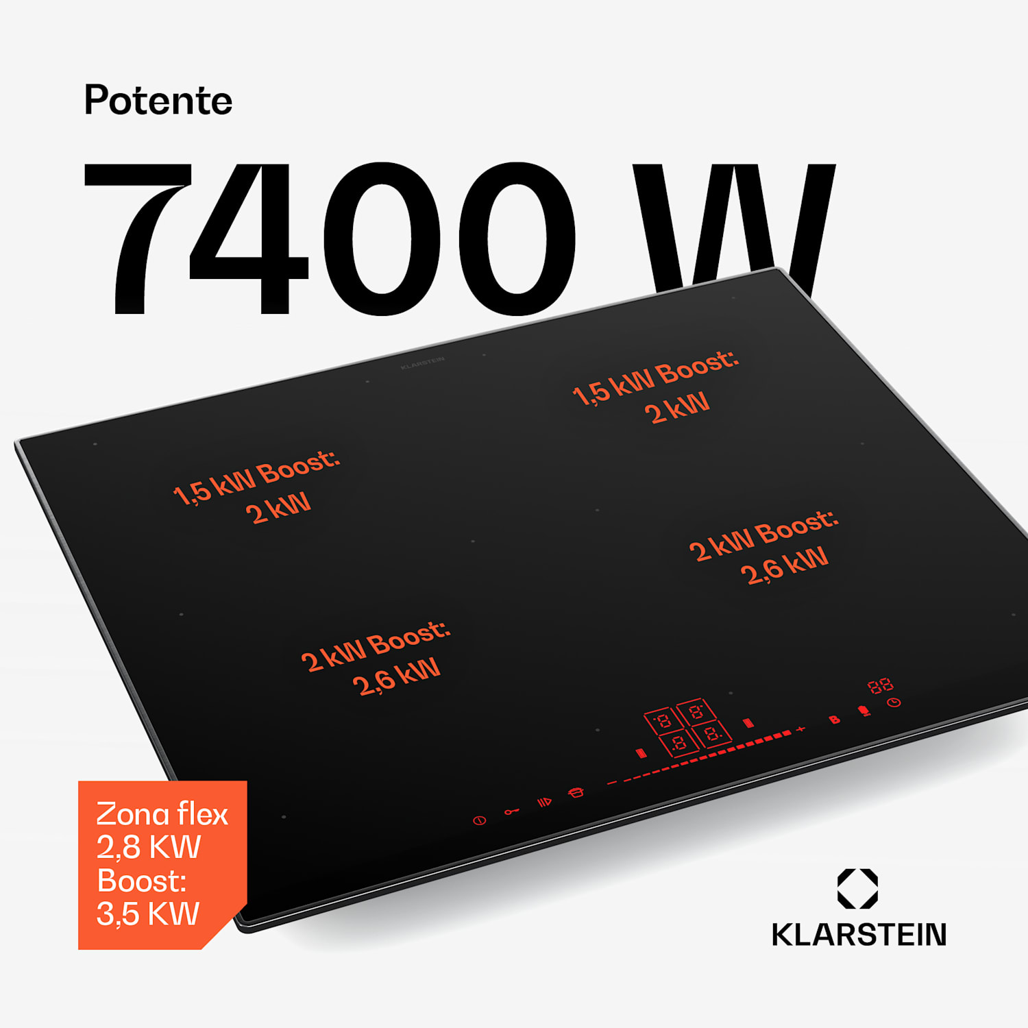 NanoGlow Placa de inducción | 4 zonas | Zonas flexibles | Boost | Nanorecubrimiento 