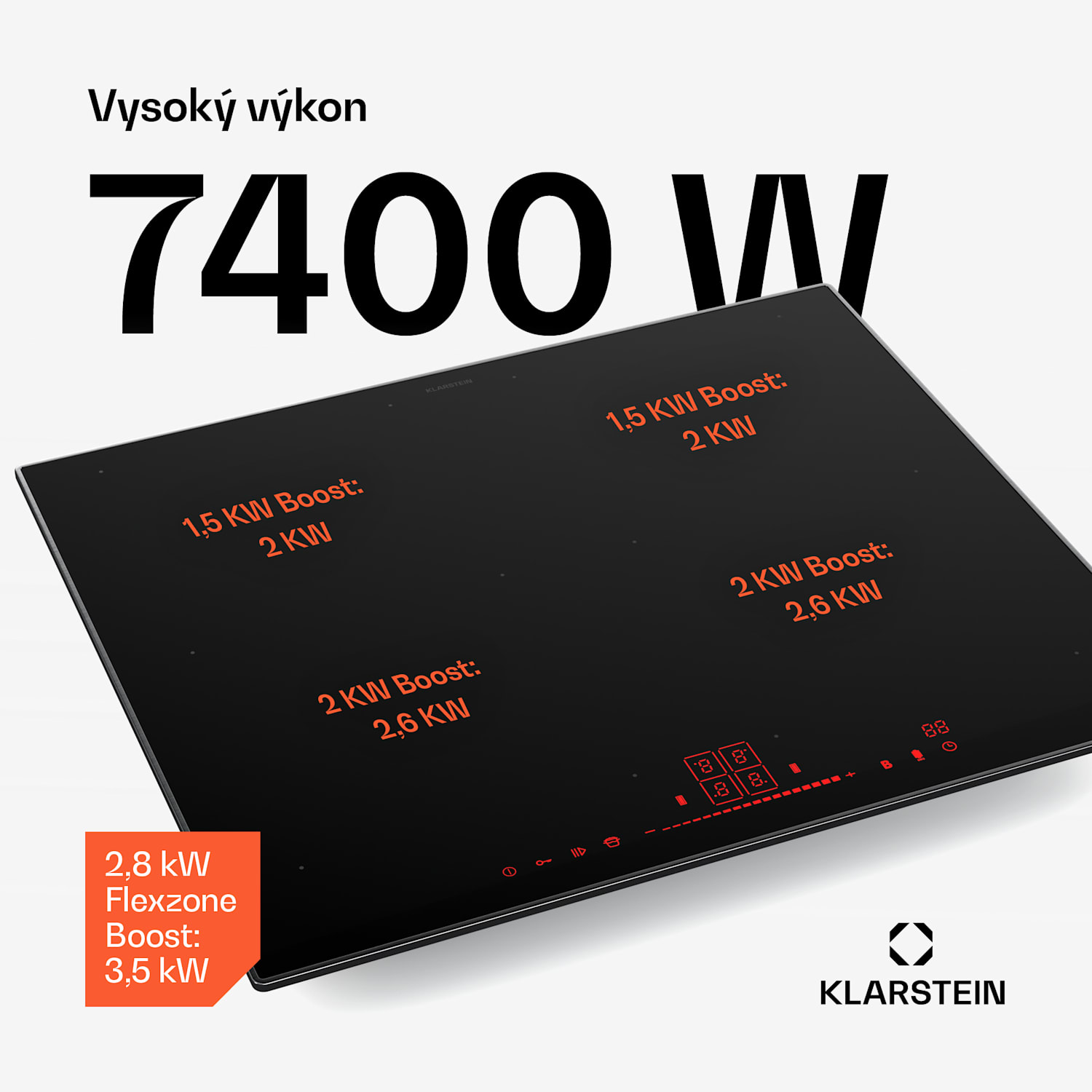 NanoGlow indukčná varná doska, 4 varné platne, flexi zóny, booster, nanopovlak NanoGlow | 60 cm | Čierna