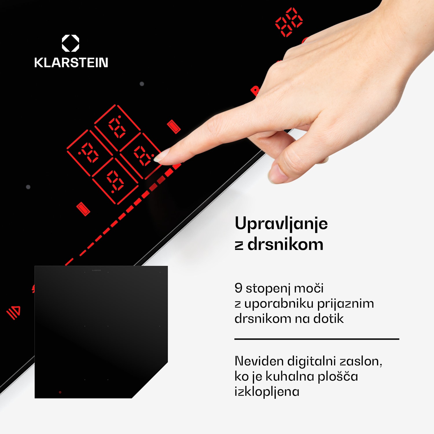 NanoGlow indukcijska kuhalna plošča, 4 kuhalne plošče, fleksibilne cone, booster, nano premaz NanoGlow | 60 cm | Črna