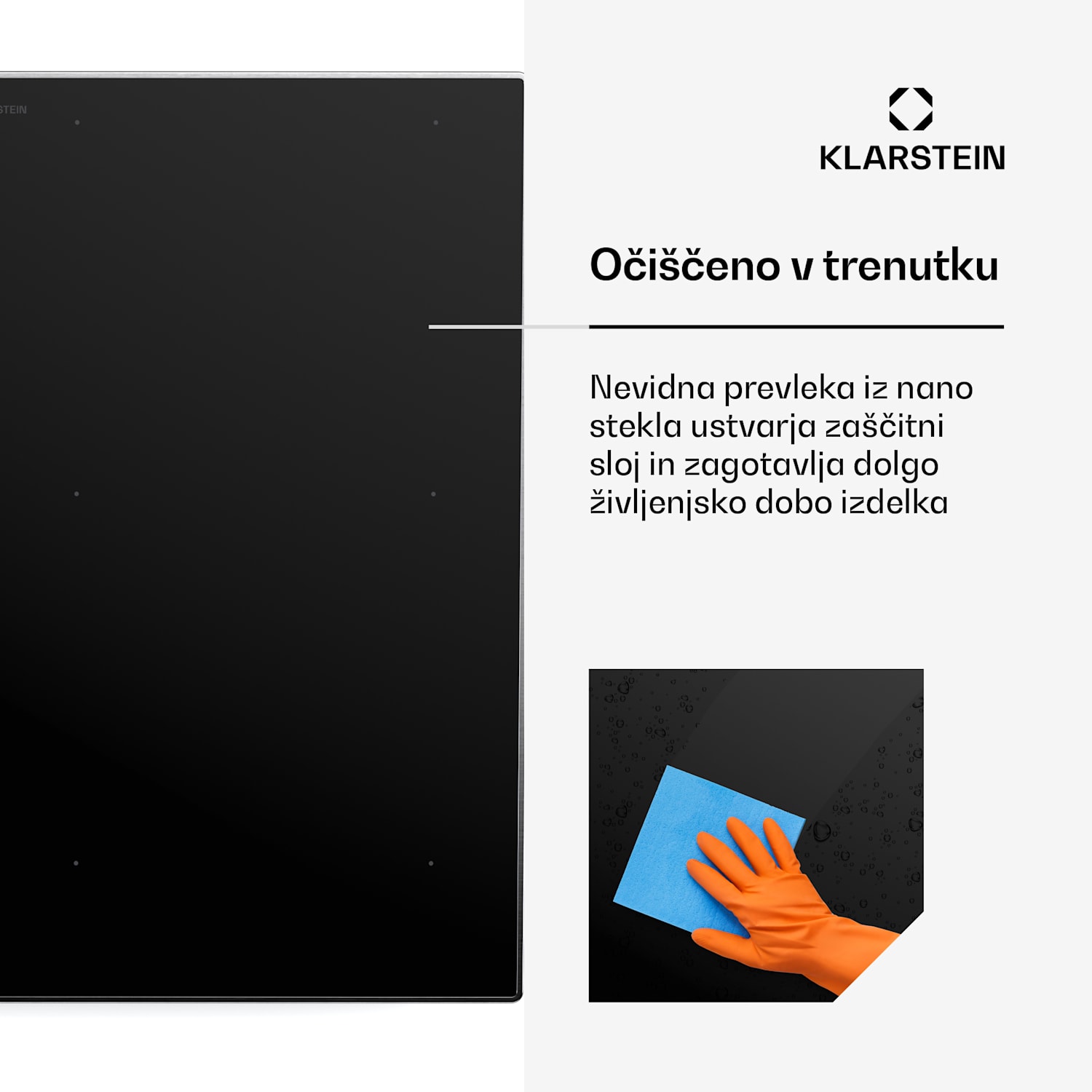 NanoGlow indukcijska kuhalna plošča, 4 kuhalne plošče, fleksibilne cone, booster, nano premaz NanoGlow | 60 cm | Črna