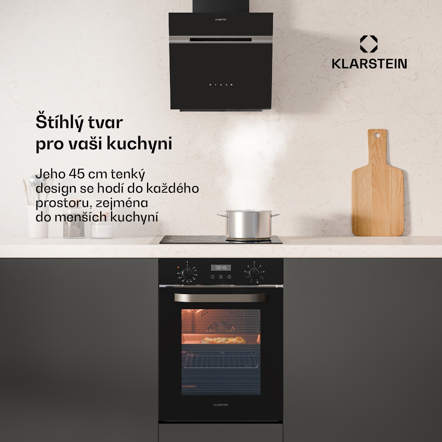 SmartSlim trouba, Slim design, 9 funkcí, objem 49 l, snadné čištění, EEK A Černá