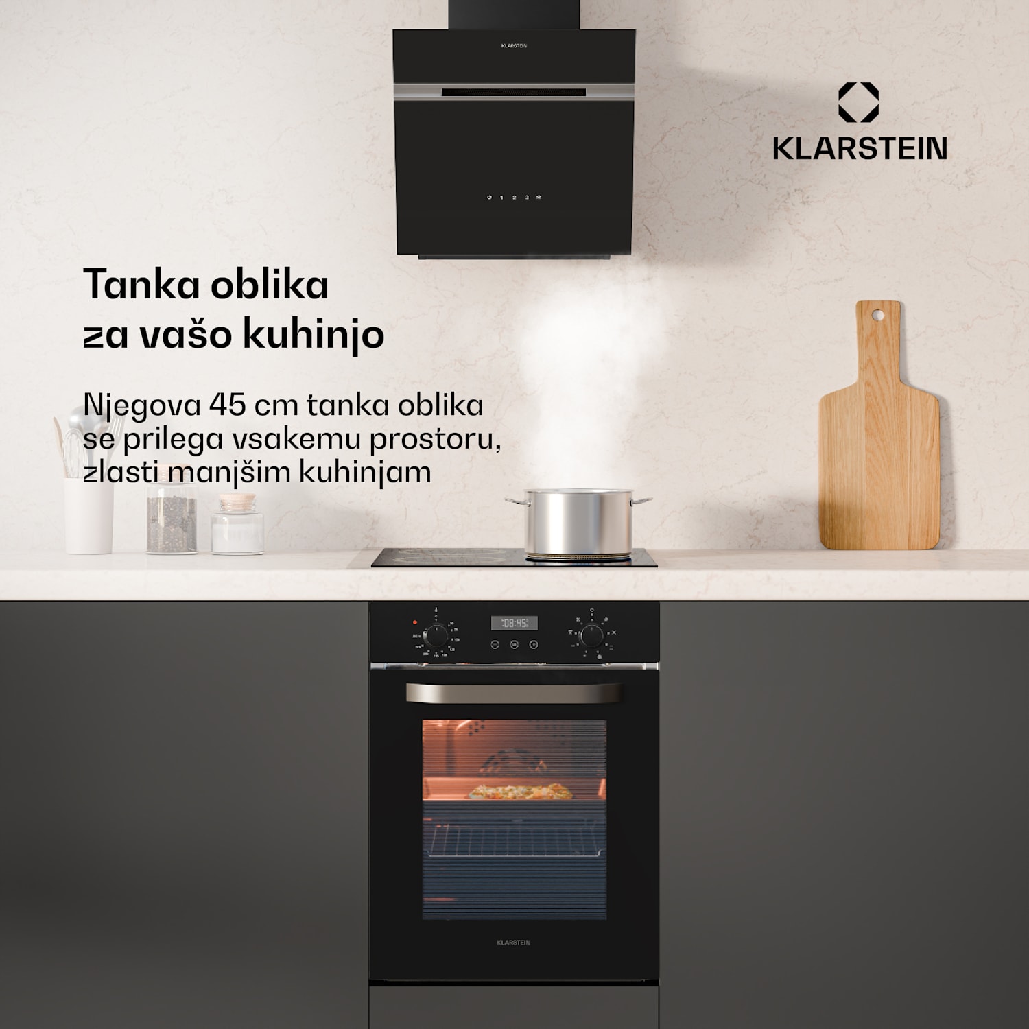 Pečica SmartSlim, Slim design, 9 funkcij, prostornina 49 l, enostavno čiščenje, EEK A Črna