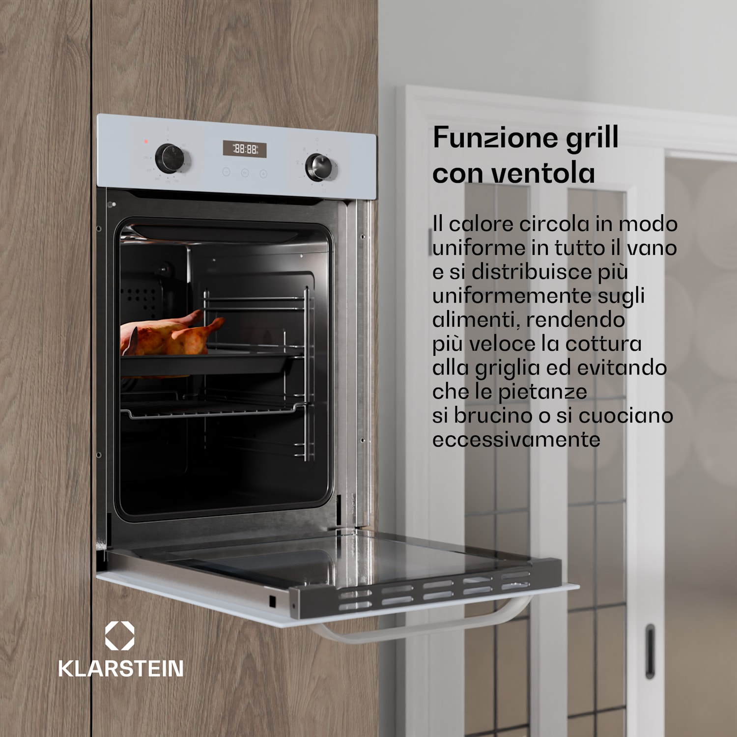 SmartSlim Forno | Design sottile | 9 funzioni | Capacità 49L | Pulizia facile | CEE A Bianco