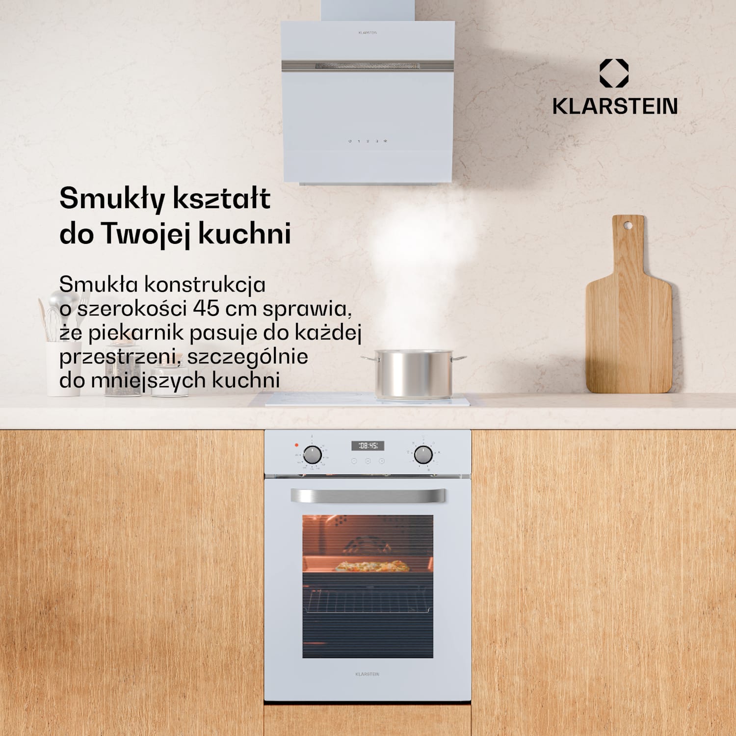 SmartSlim piekarnik, smukły design, 9 programów, pojemność: 49 l, proste czyszczenie, klasa energetyczna A Biały