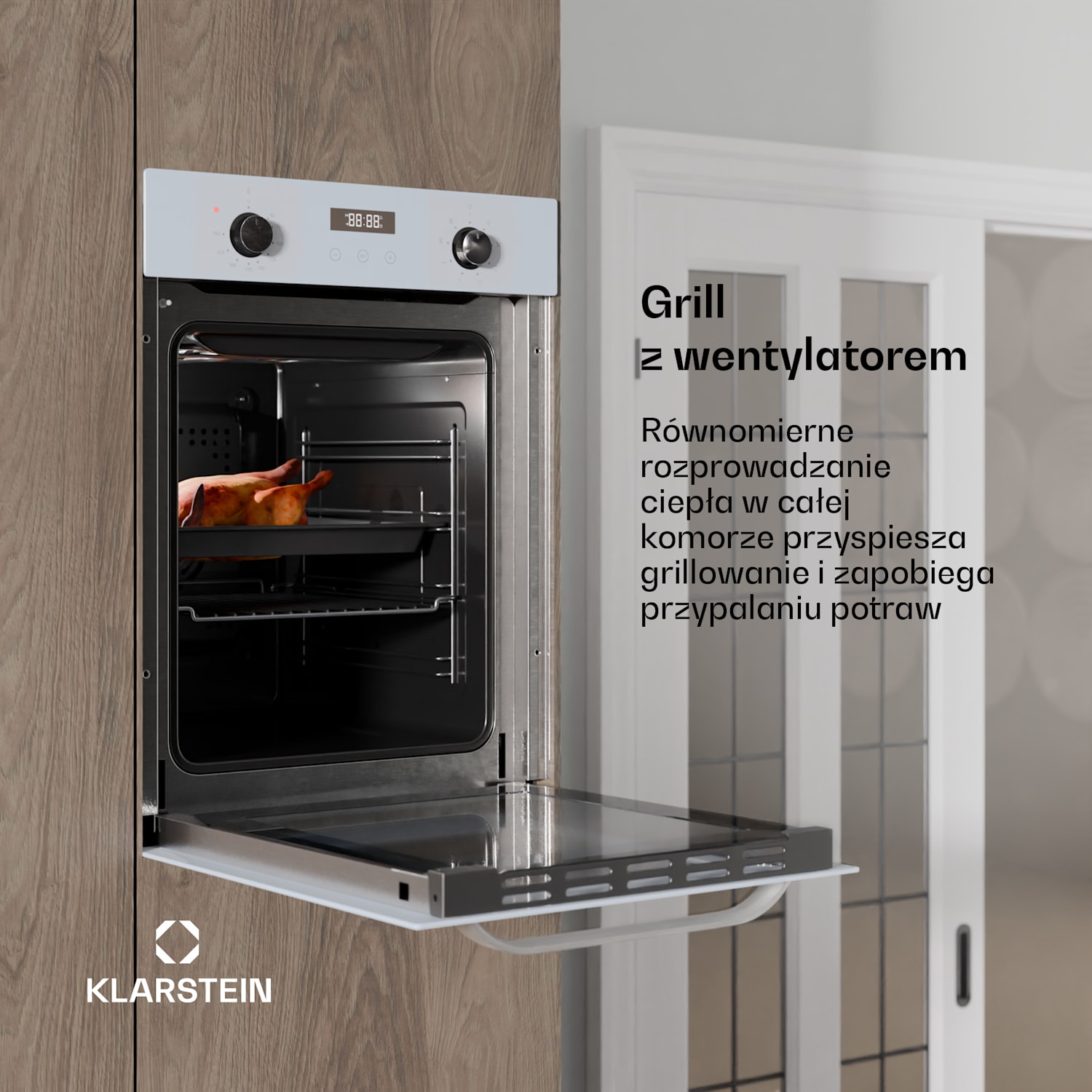 SmartSlim piekarnik, smukły design, 9 programów, pojemność: 49 l, proste czyszczenie, klasa energetyczna A Biały