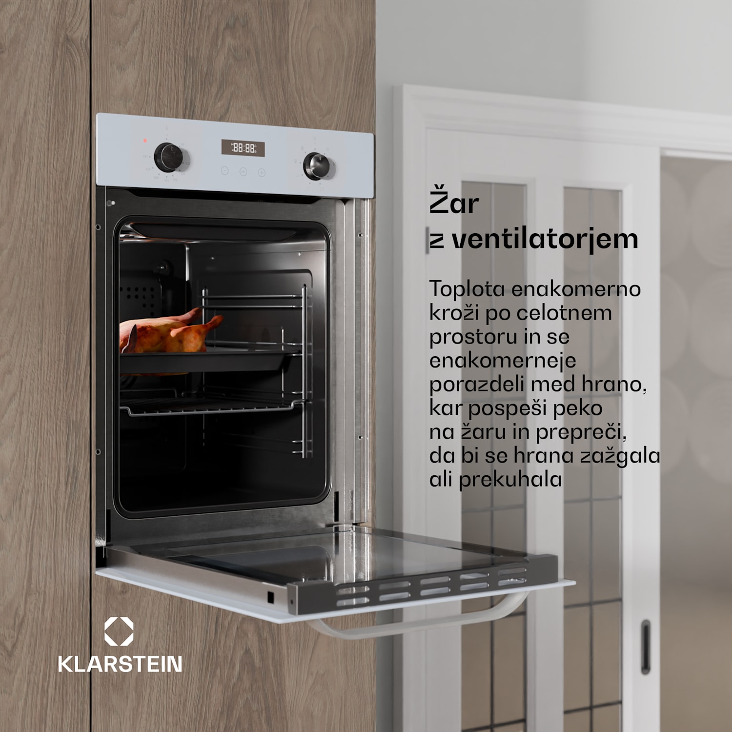 Pečica SmartSlim, Slim design, 9 funkcij, prostornina 49 l, enostavno čiščenje, EEK A Bela