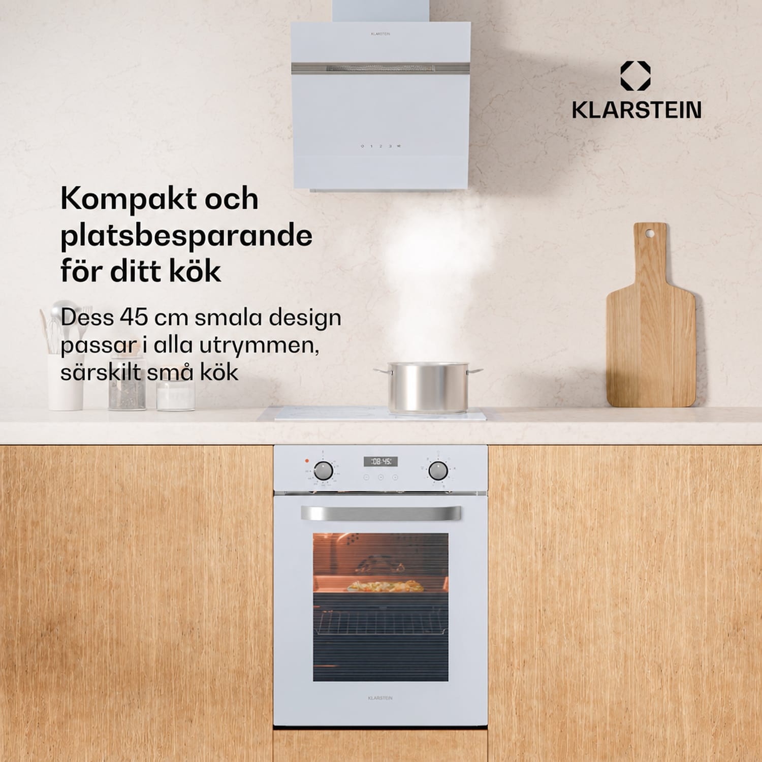 SmartSlim ugn | slimmad design | 8 funktioner | 49 l kapacitet | enkel rengöring | energiklass A Vit