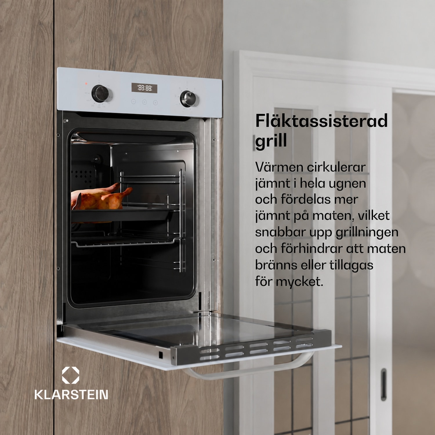 SmartSlim ugn | slimmad design | 8 funktioner | 49 l kapacitet | enkel rengöring | energiklass A Vit