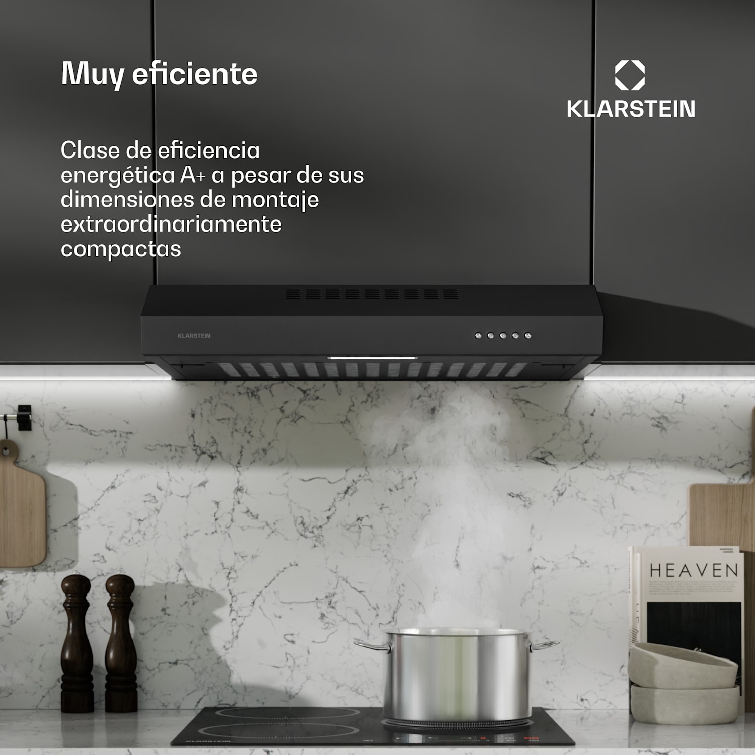 Campana extractora SlimVent 60 Black para una cocina con aire fresco Negro