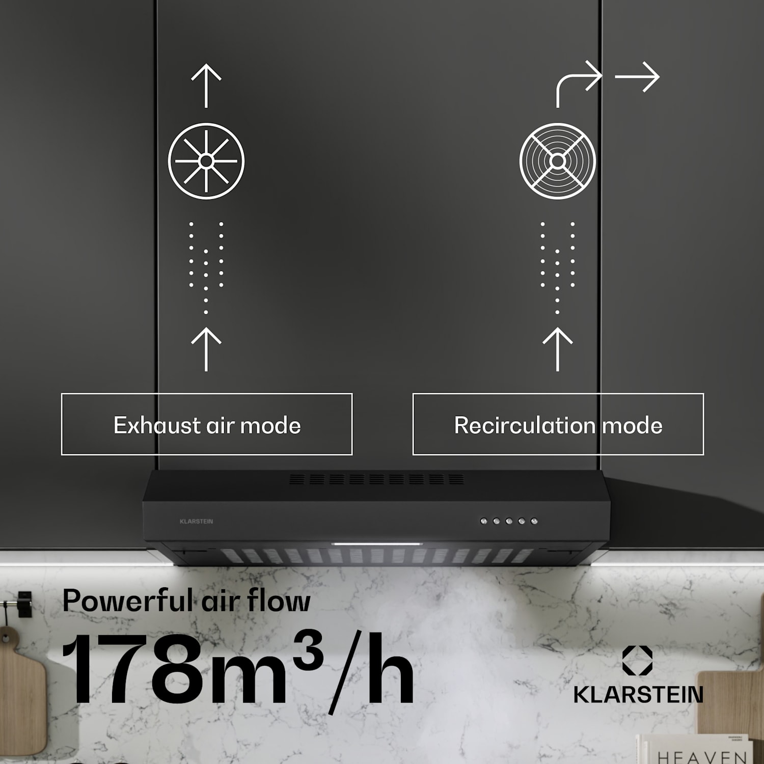 SlimVent 60 Black cooker hood for air-fresh kitchen 