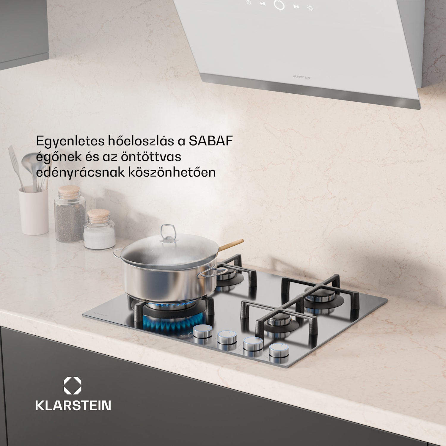 Illuminosa 4 gáz főzőlap 4 égő Sabaf rozsdamentes acél égő 60 cm | Rozsdamentes acél | Ezüst