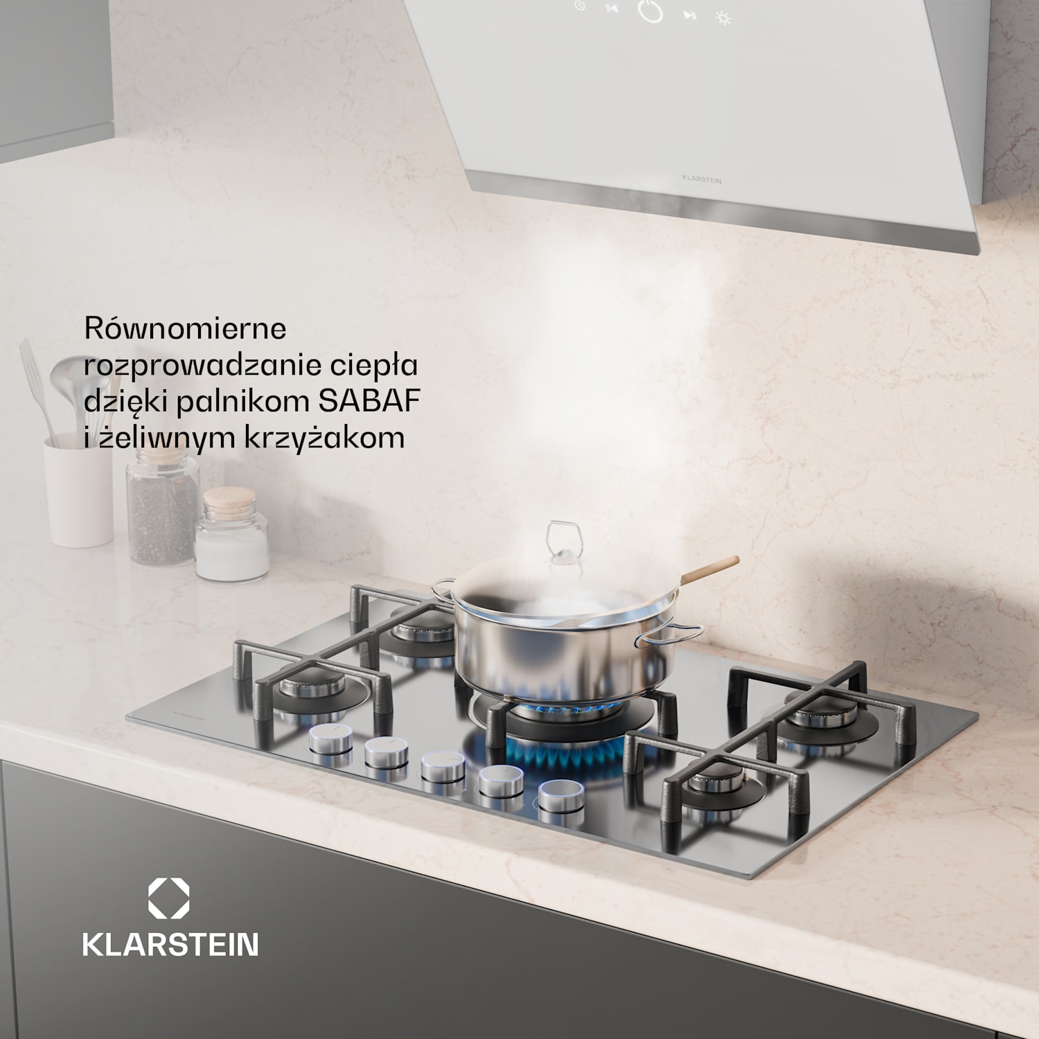 Płyta gazowa Illuminosa 5 5-palnikowa palnik Sabaf stal nierdzewna 75 cm | Stal nierdzewna | Srebrny