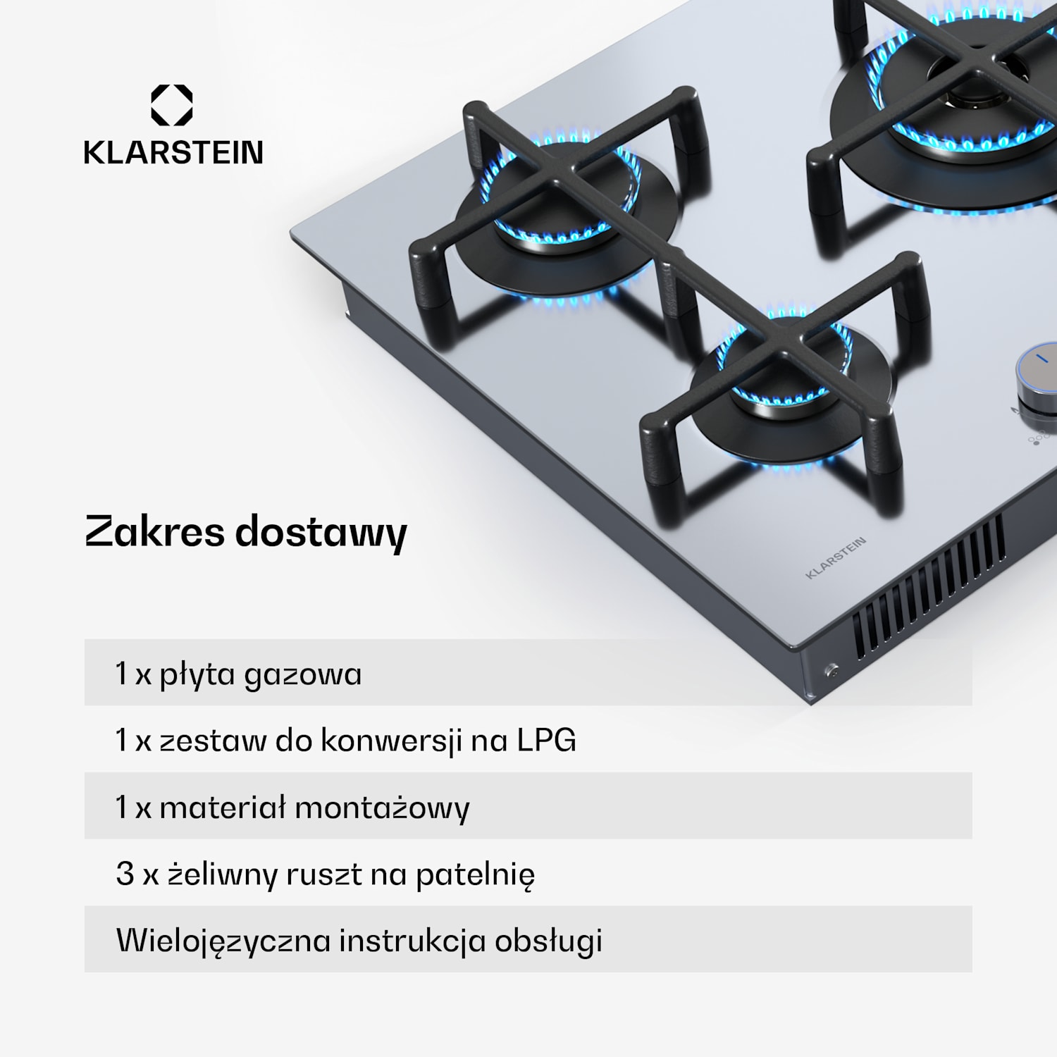 Płyta gazowa Illuminosa 5 5-palnikowa palnik Sabaf stal nierdzewna 75 cm | Stal nierdzewna | Srebrny