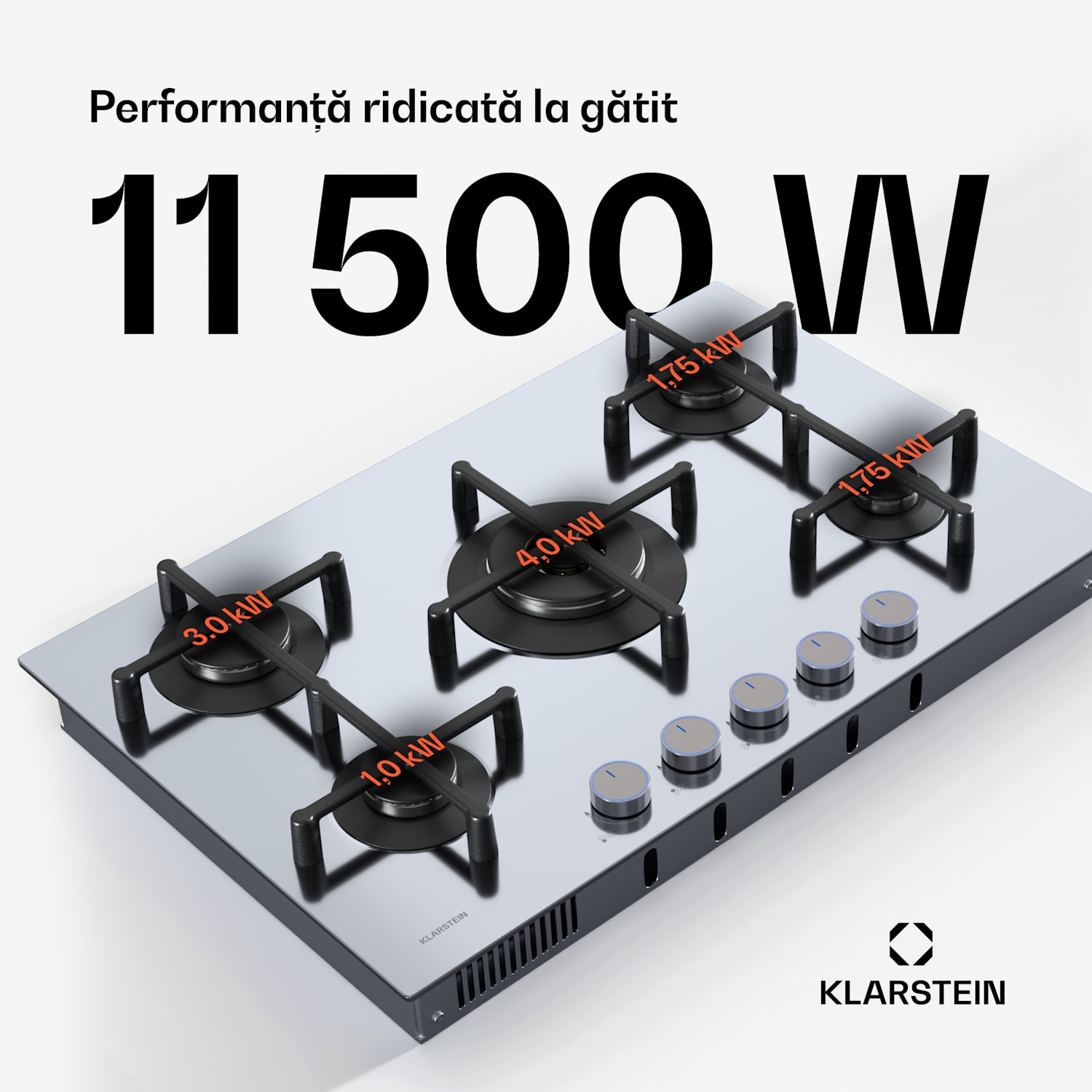 Illuminosa 5 plită pe gaz 5 arzătoare Sabaf arzător din oțel inoxidabil 75 cm | Oțel inoxidabil | Argintiu