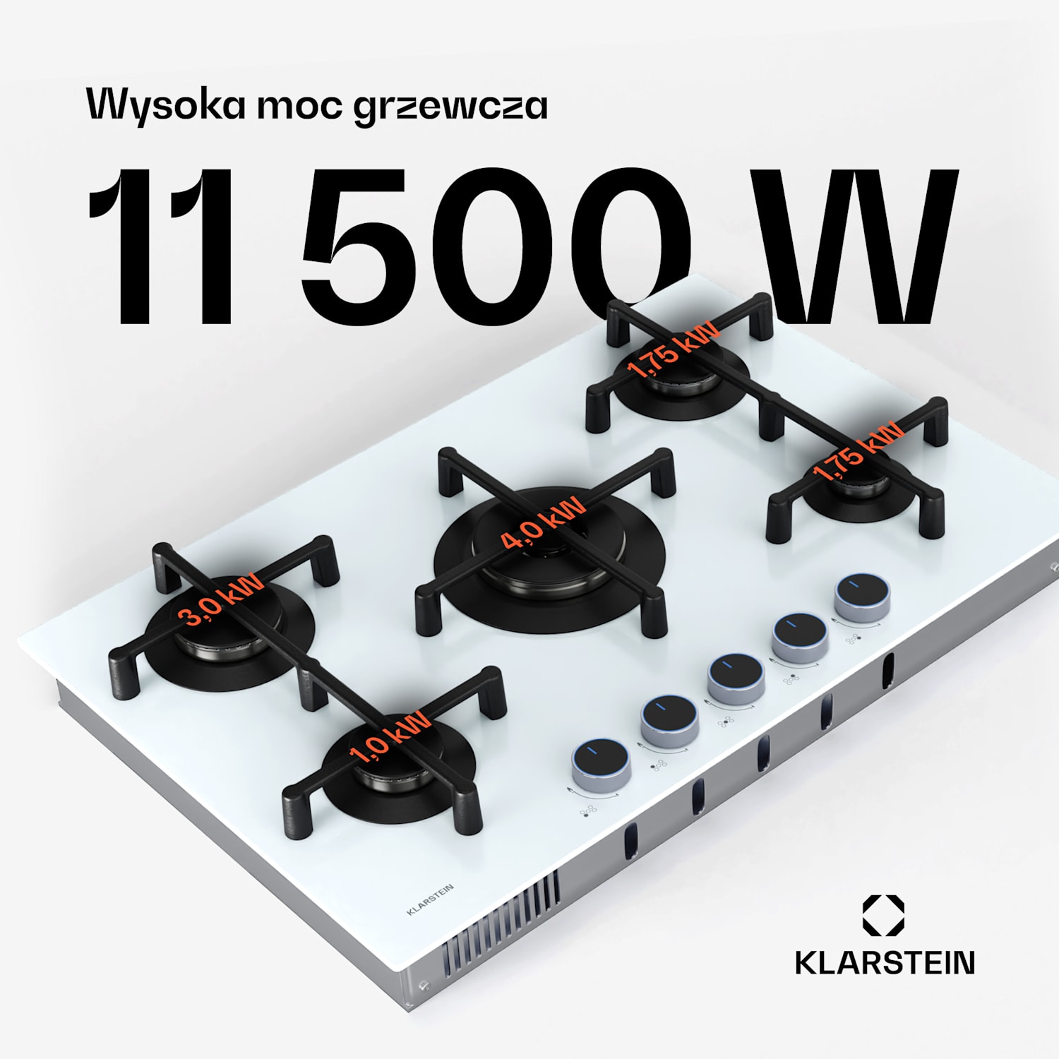 Illuminosa 5 płyta gazowa 5-palnikowa Sabaf palnik szklano-ceramiczny 75 cm | Szkło | Biały