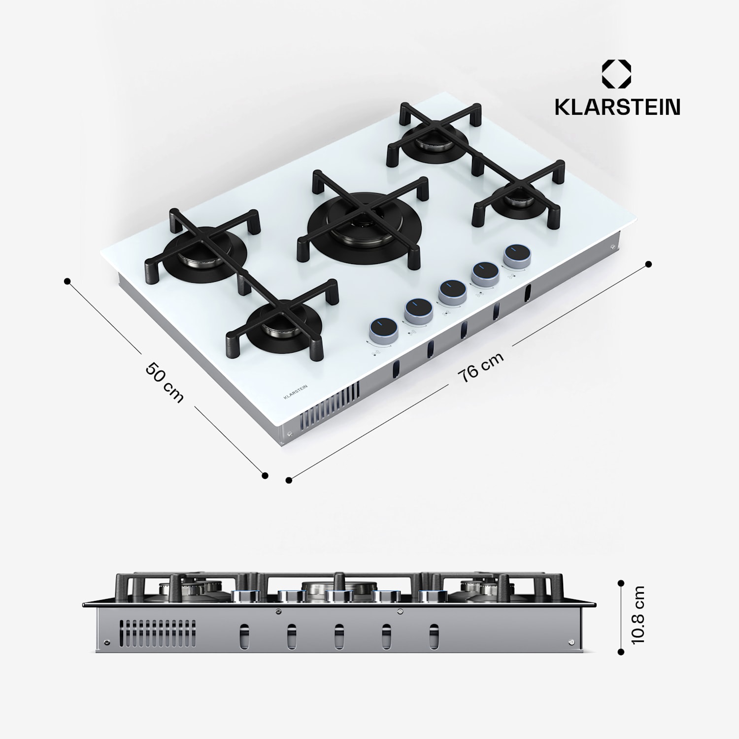 Illuminosa 5 kaasuliesi 5-polttimella Sabaf-poltin lasikeraamilla 