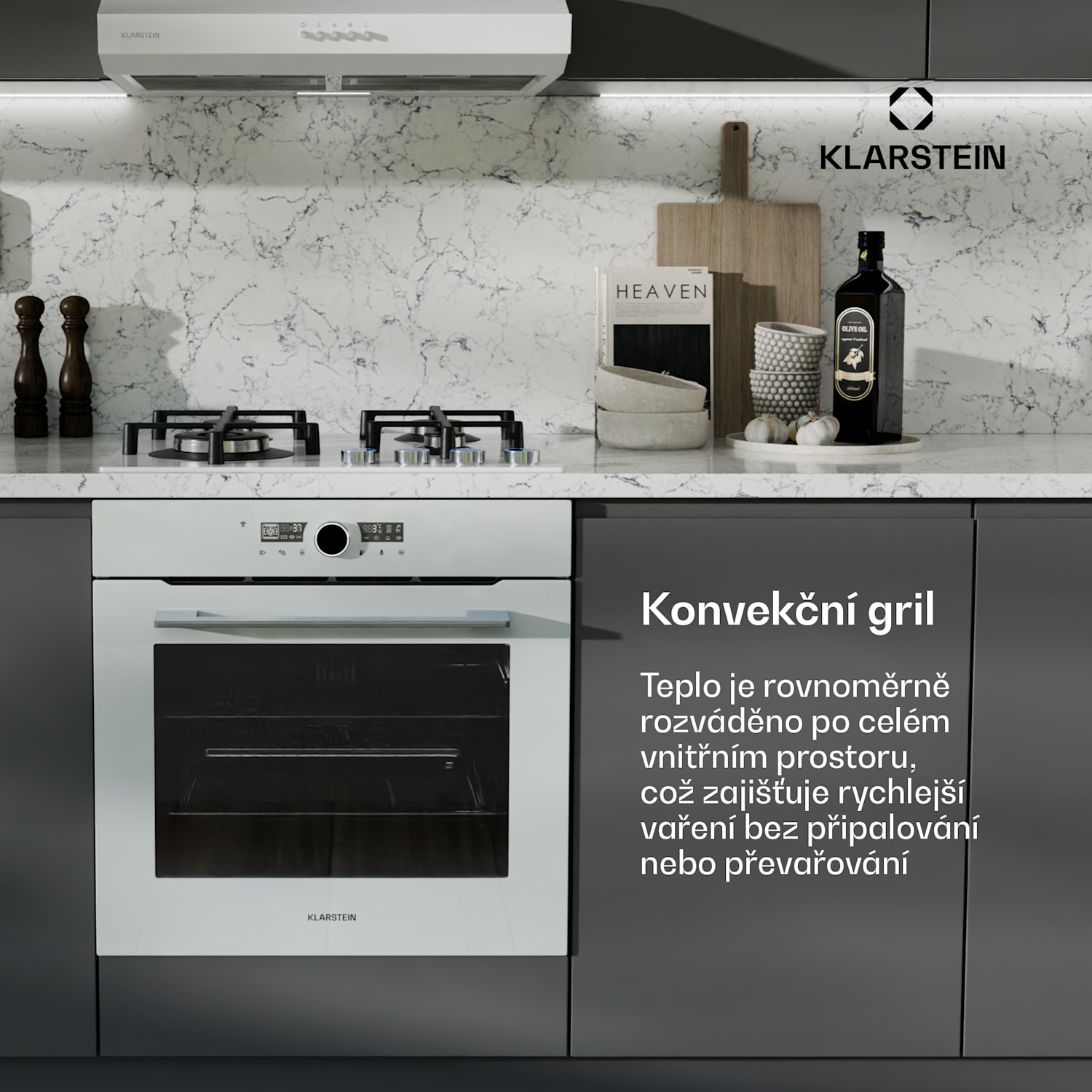 Illuminosa inteligentní trouba, ovládání pomocí aplikace, Energetická účinnost A+, Kapacita 73 l, 11 Funkcí Bílá