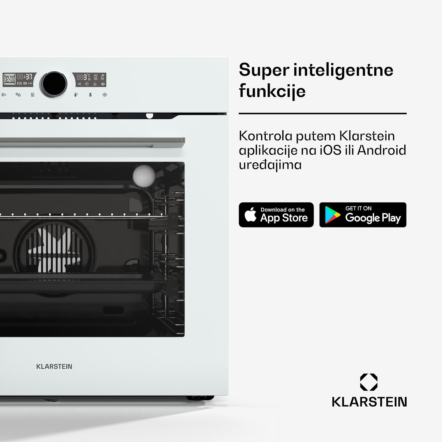 Iluminosa pametna pećnica, upravljanje aplikacijom, energetska učinkovitost A+, obujam 73 L, 11 funkcija Bijela