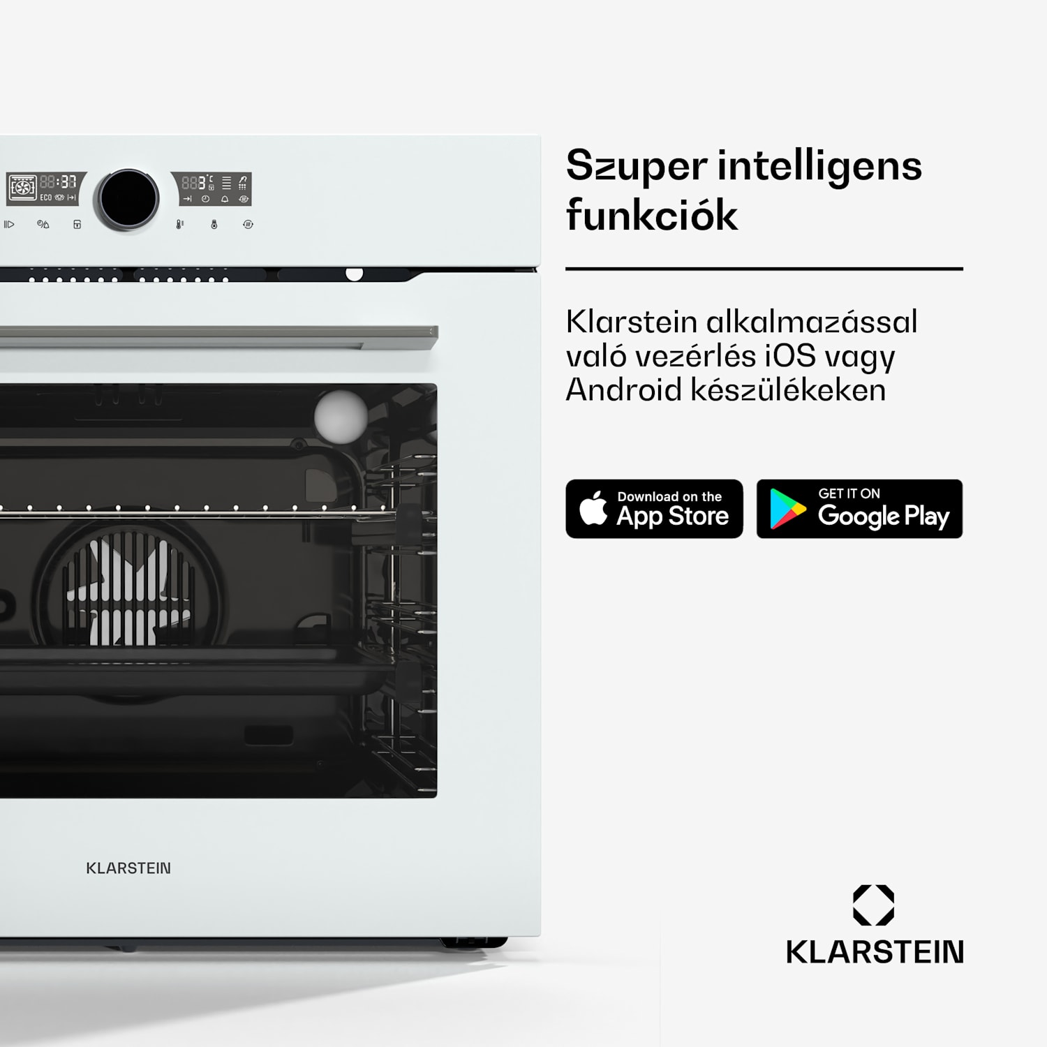 Illuminosa intelligens sütő, vezérlés alkalmazás segítségével, A+ energiahatékonyság, 73 L kapacitás, 11 Funkció Fehér