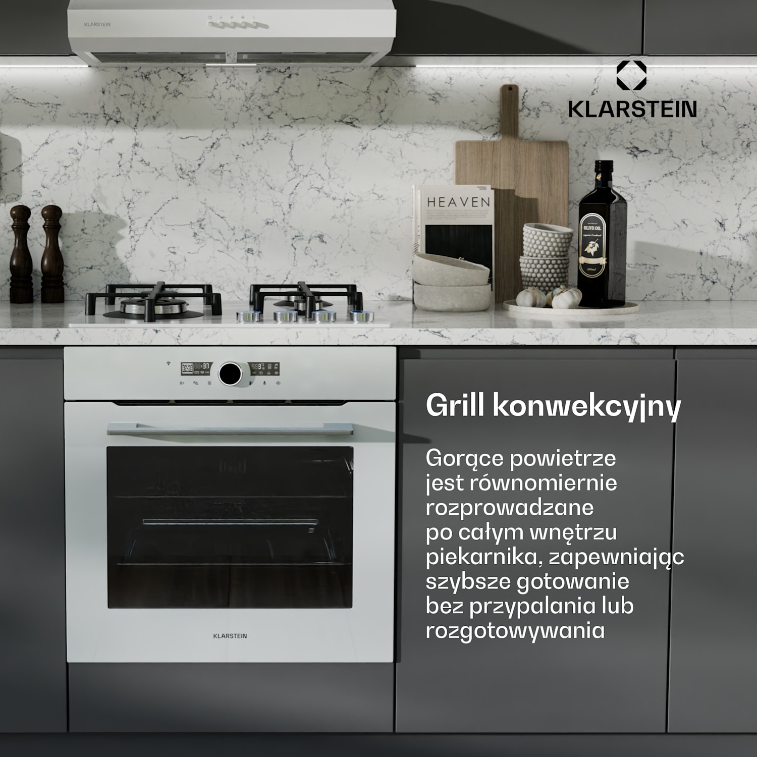 Illuminosa inteligentny piekarnik, sterowanie za pomocą aplikacji, klasa energetyczna A+, pojemność 73 l, 11 programów Biały