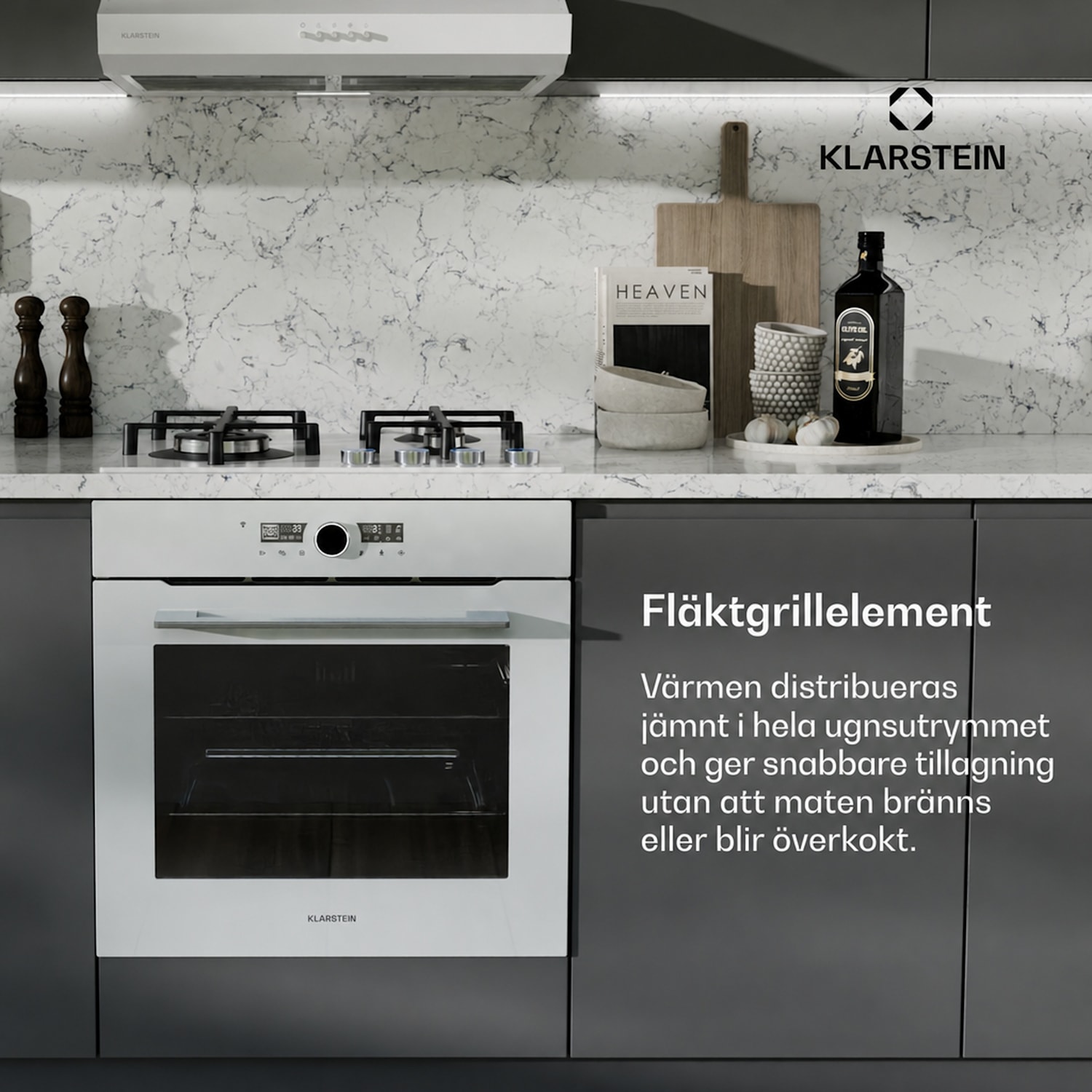 Illuminosa Smart-ugn | App-styrning | Energieffektivitetsklass A | 73 liter kapacitet | 11 funktioner Vit