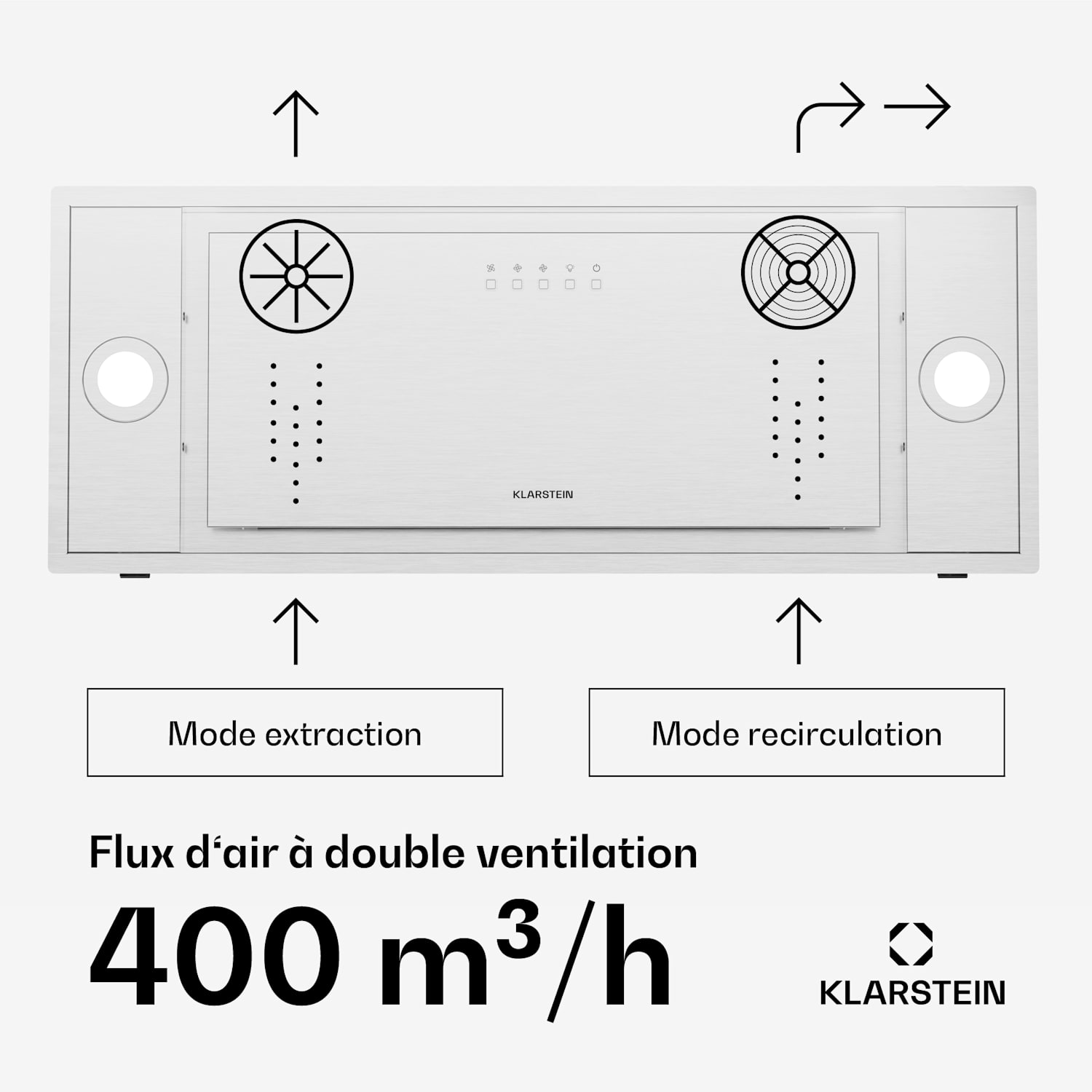 TurboMax Hotte aspirante | 400 m³/h | Efficacité A+ | Fonctionnement dual | 3 vitesses | LED 