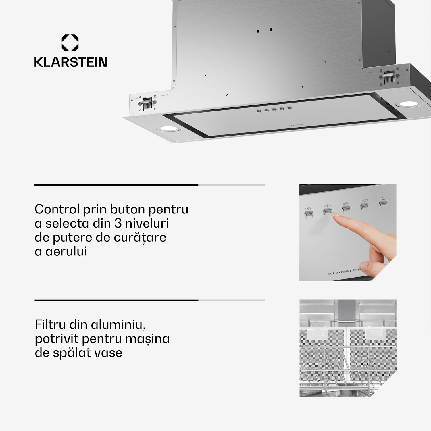 Hota TurboMax, 400 m³/h, Eficiență A+, Funcționare dublă, 3 niveluri, LED 